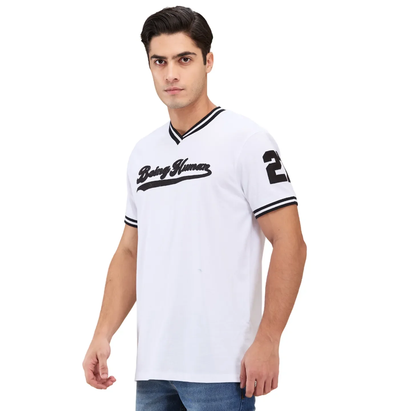 White Easy Fit Round Neck Men's T-Shirt by Being Human Clothing - Image 4