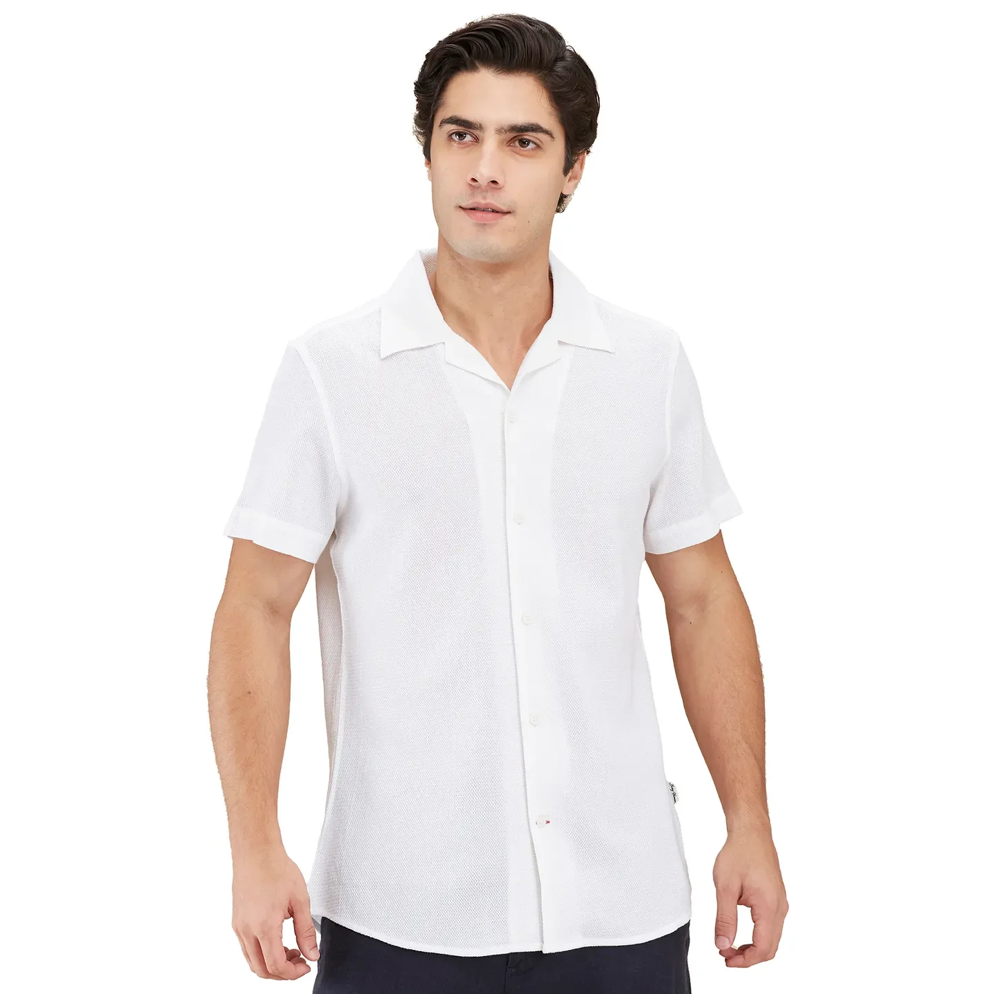 White Moderno Fit Regular Collar Short Sleeves Men's Shirt by Being Human Clothing