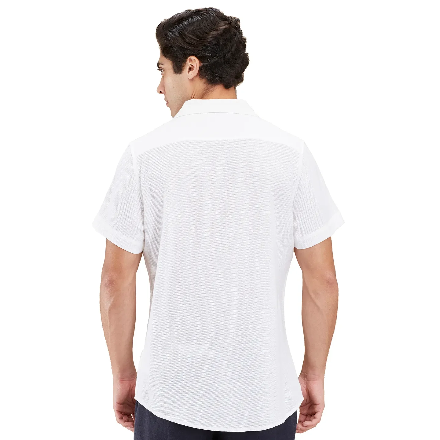 White Moderno Fit Regular Collar Short Sleeves Men's Shirt by Being Human Clothing - Image 3