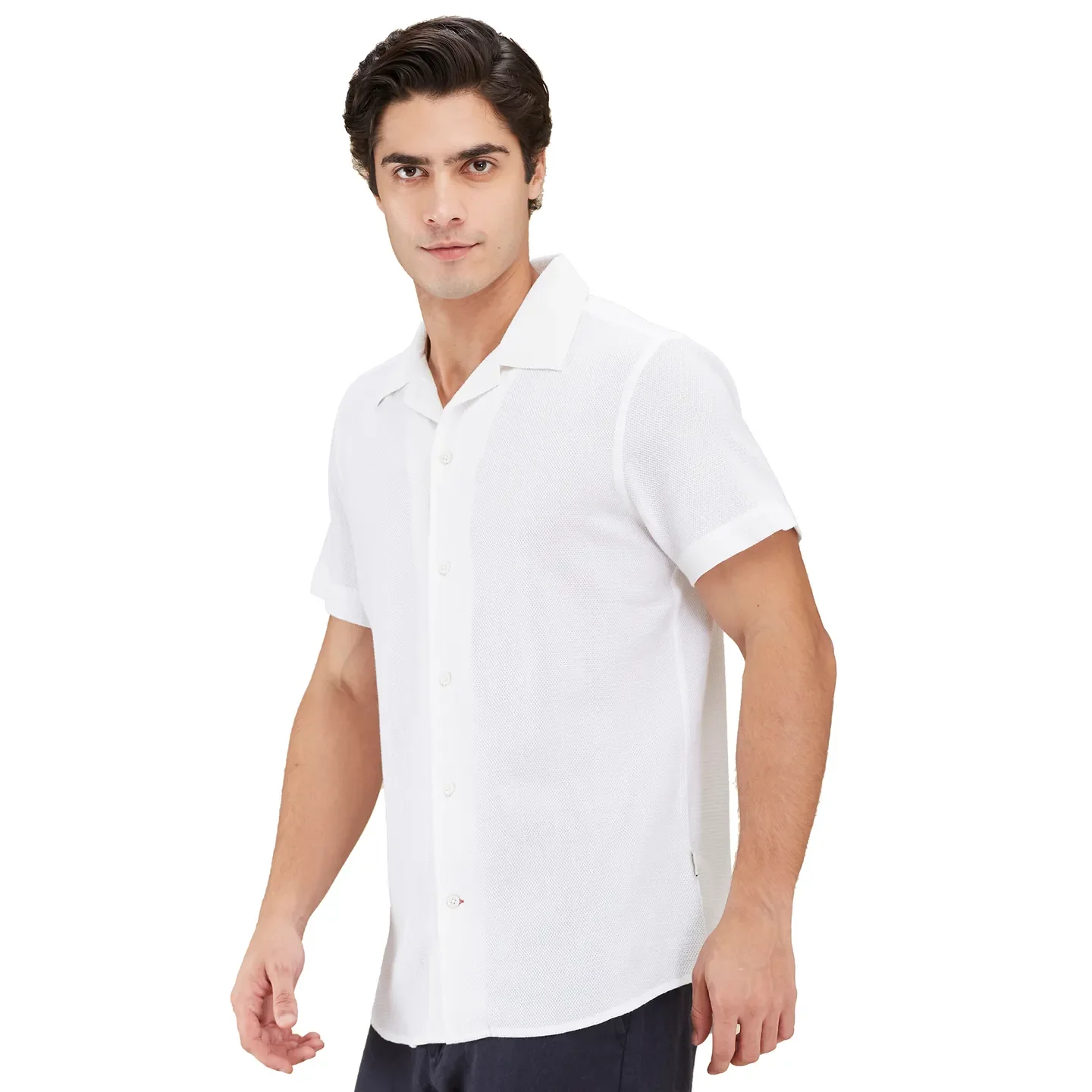 White Moderno Fit Regular Collar Short Sleeves Men's Shirt by Being Human Clothing - Image 4