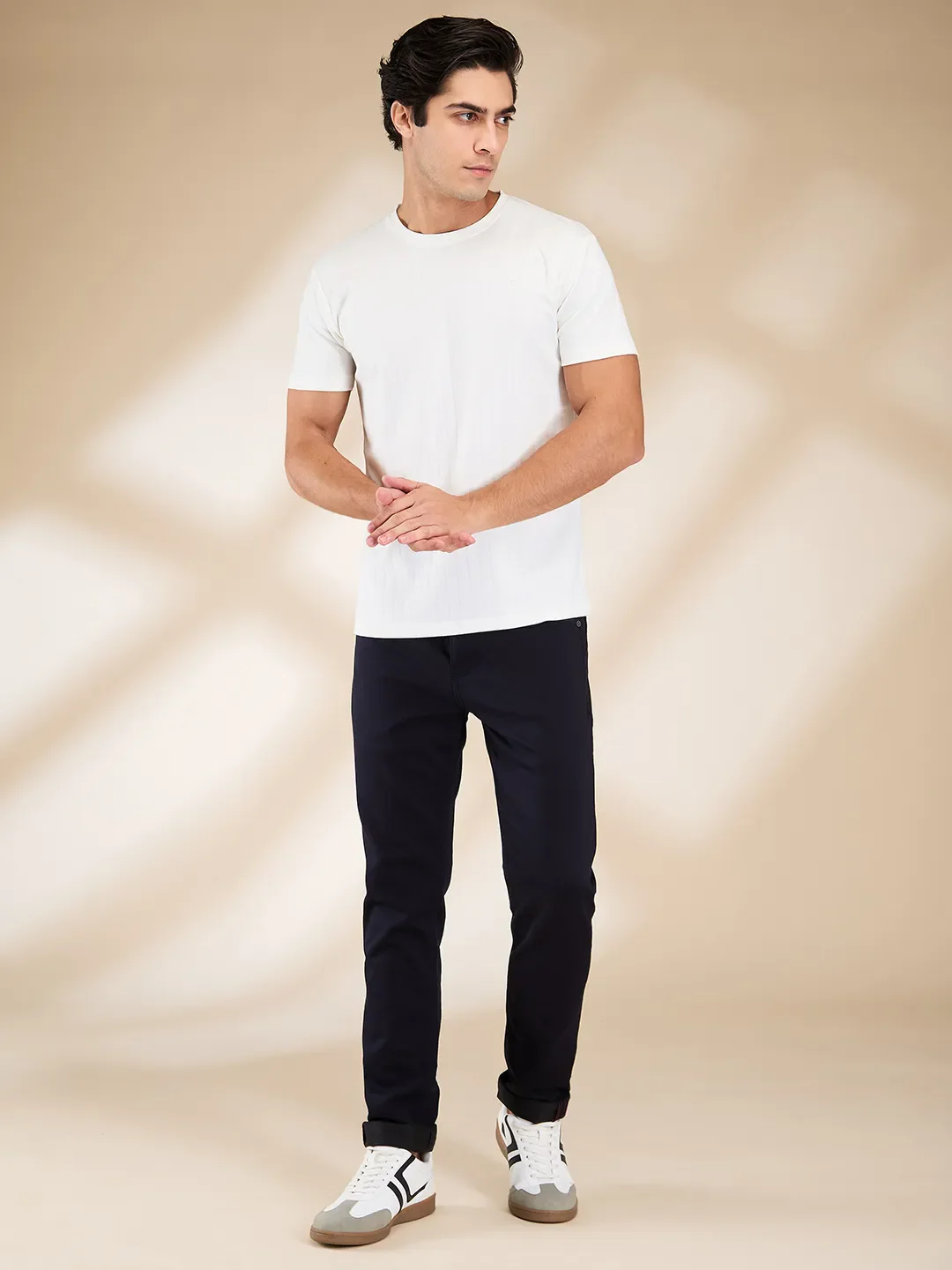 White Slim Fit Round Neck Men's T-Shirt by Being Human Clothing - Image 2