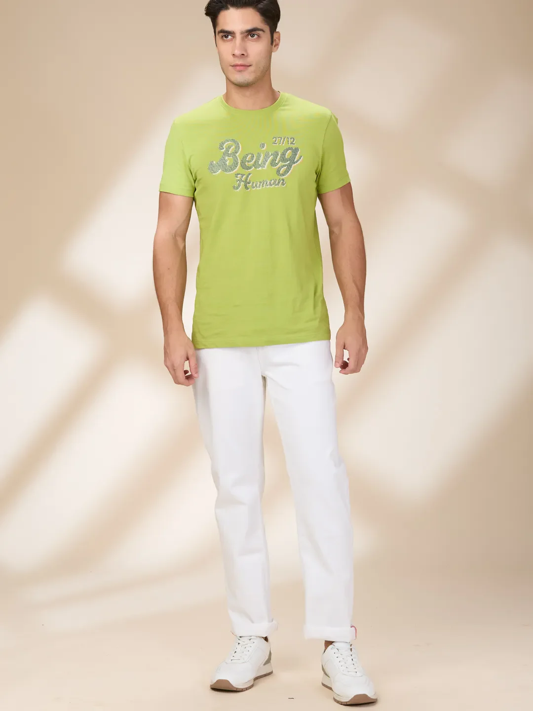 White Straight Fit Denims For Men By Being Human Clothing - Image 2