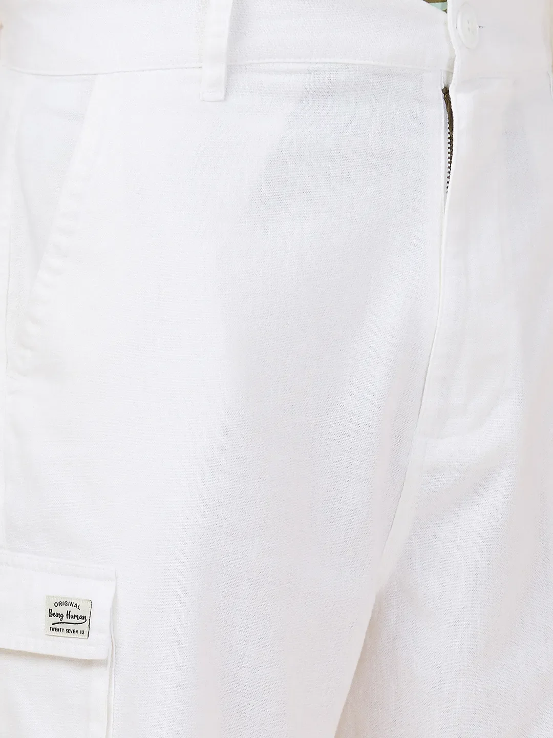 White Regular Fit Shorts For Men By Being Human Clothing - Image 5