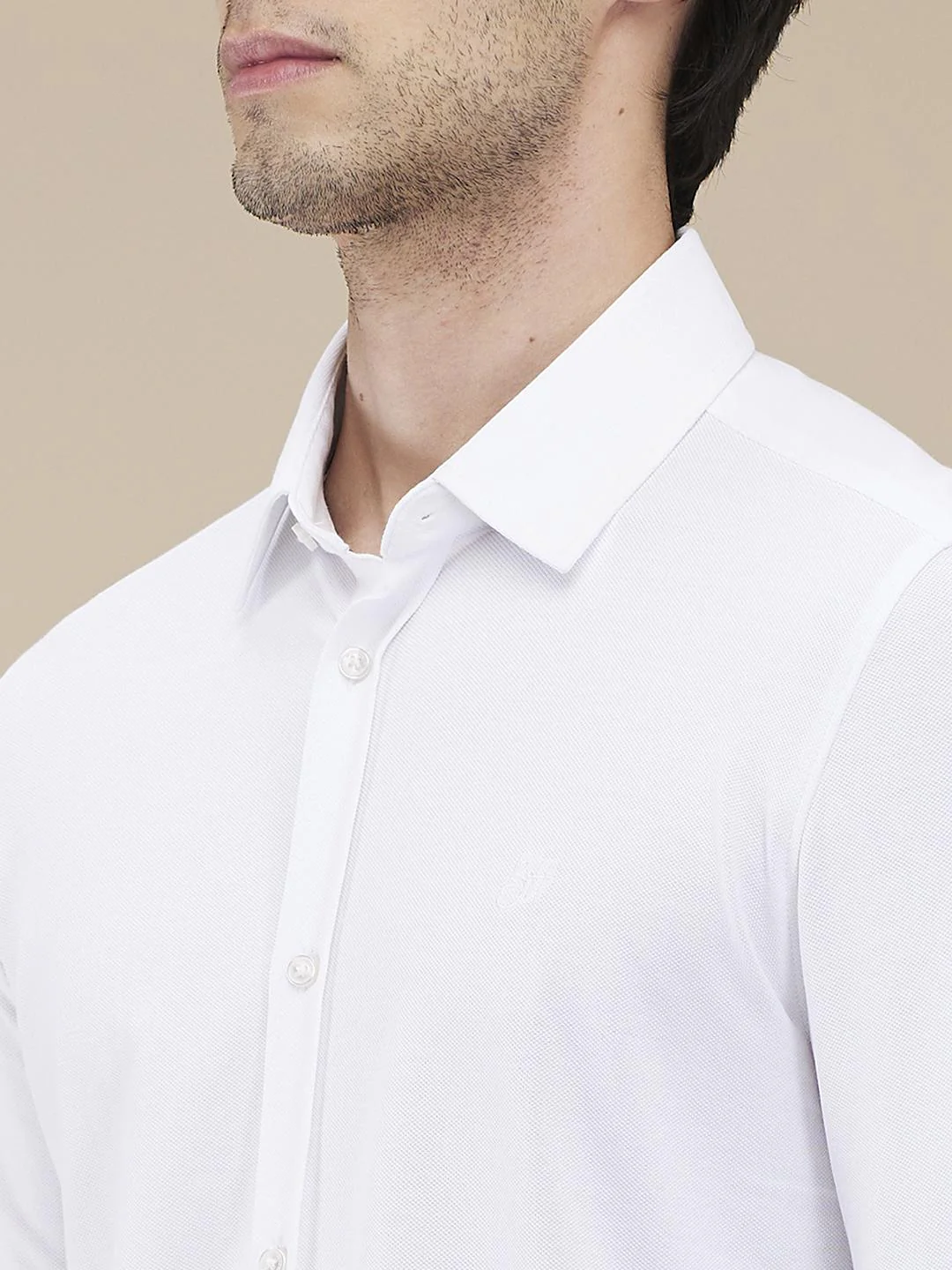 White Slim Fit Regular Collar Men's Shirt by Being Human Clothing - Image 4