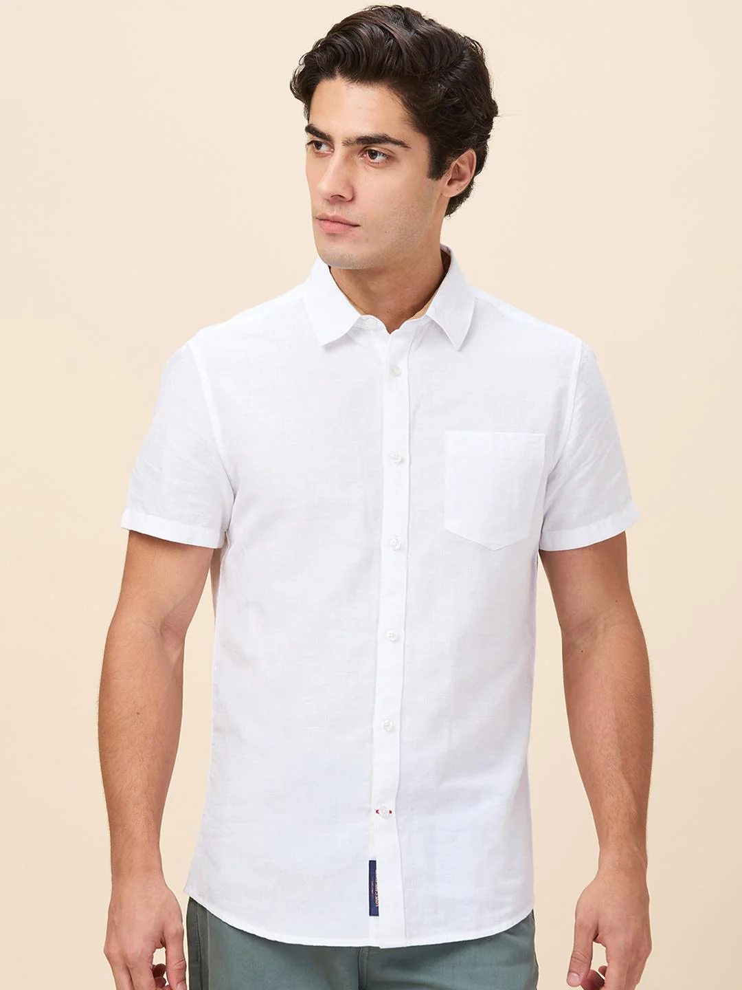 White Slim Fit Regular Collar Men's Shirt by Being Human Clothing