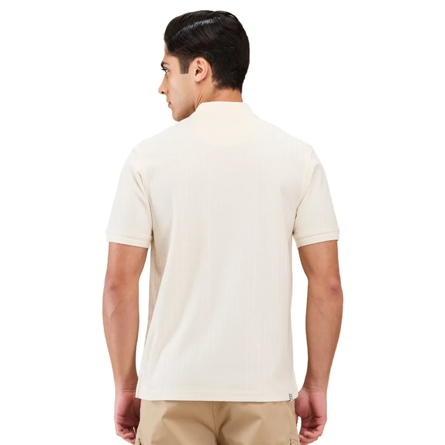 White Regular Fit Men's Polo T-Shirt by Being Human Clothing - Image 3