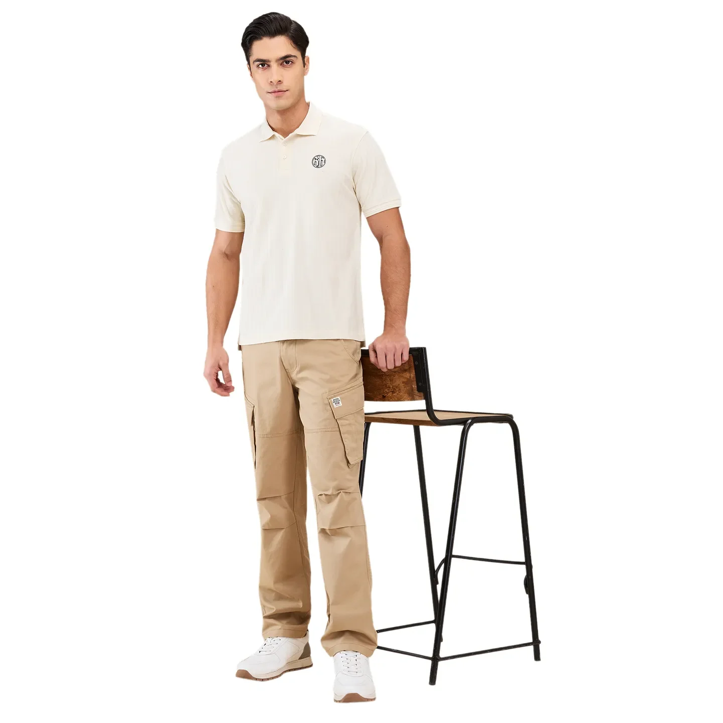 White Regular Fit Men's Polo T-Shirt by Being Human Clothing - Image 6