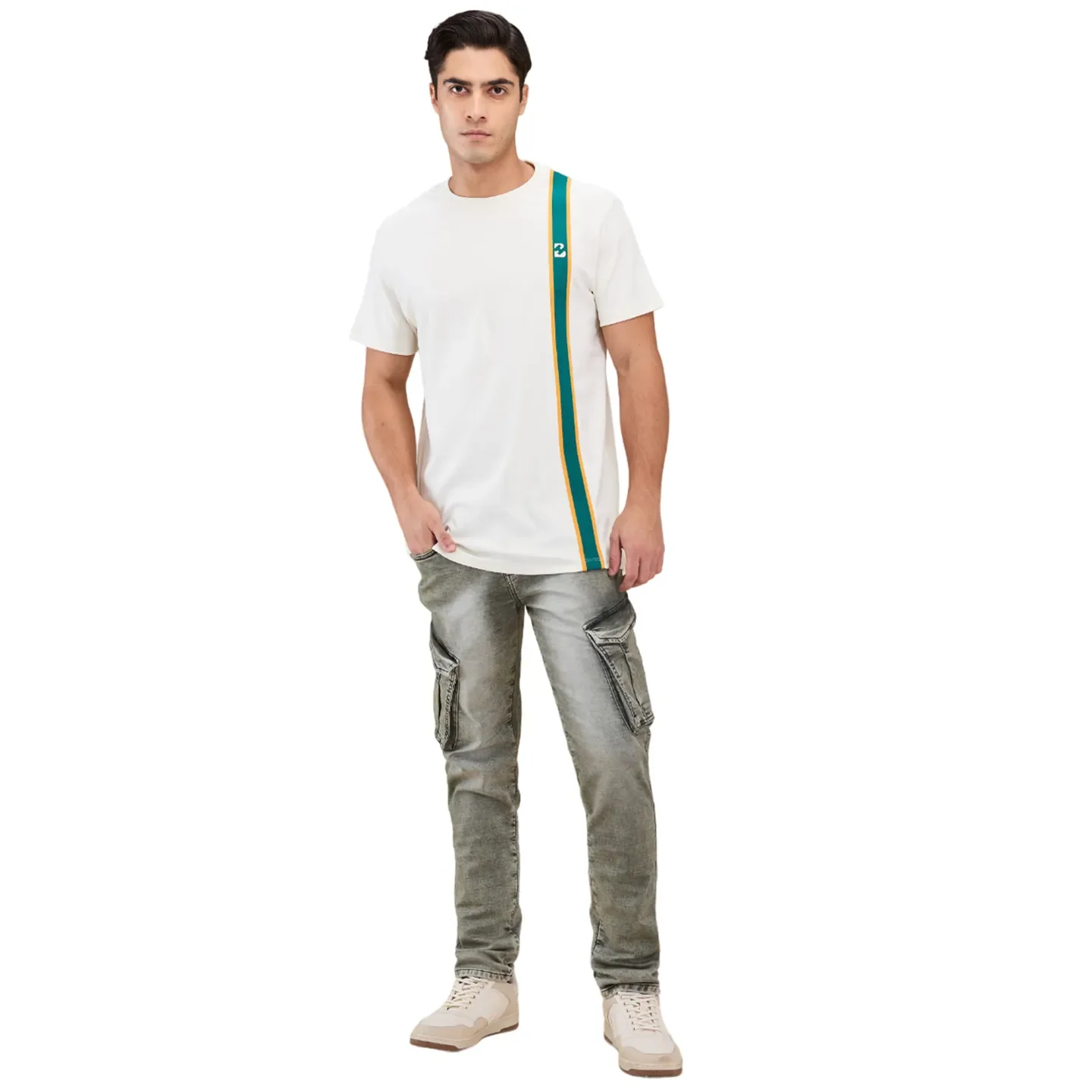 Chalk Easy Fit Round Neck Men's T-Shirt by Being Human Clothing - Image 2