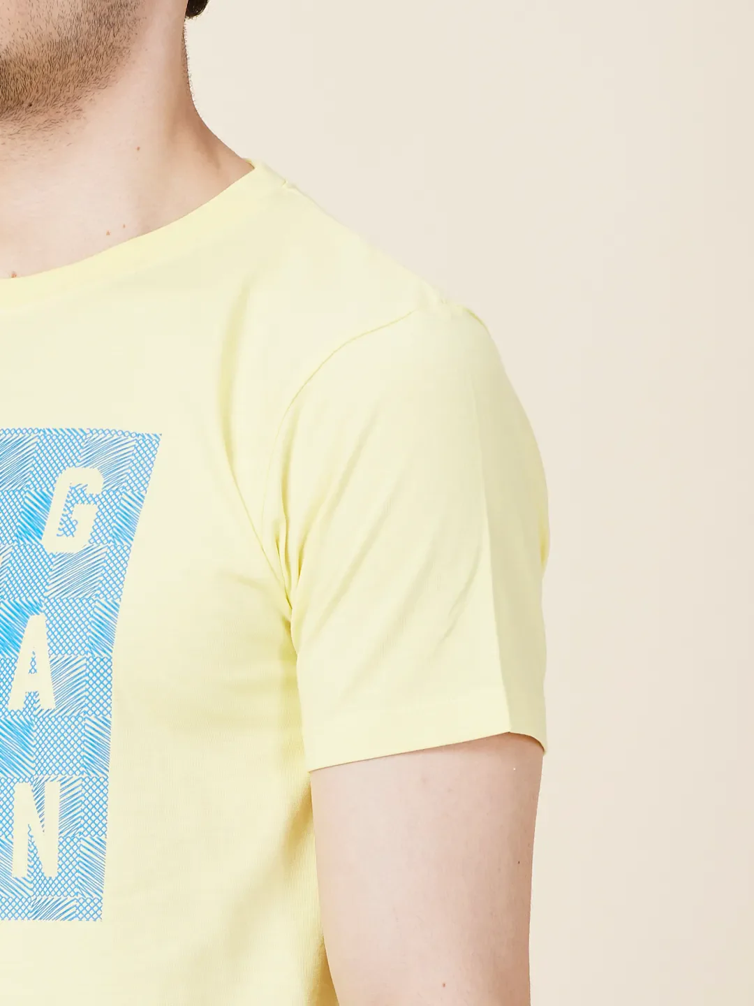 Yellow Slim Fit Round Neck Men's T-Shirt by Being Human Clothing - Image 5