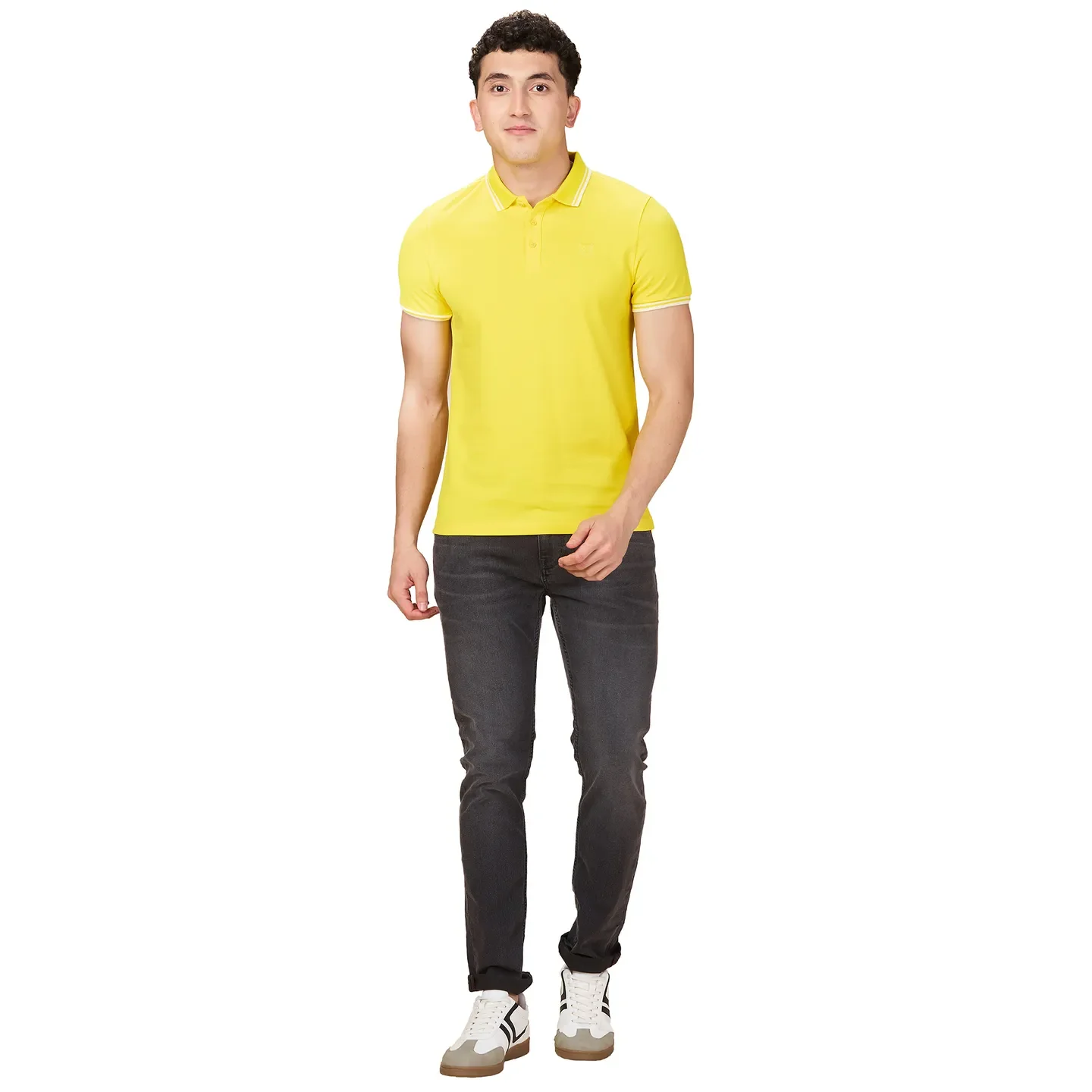 Yellow Regular Fit Men's Polo T-shirt by Being Human Clothing - Image 2