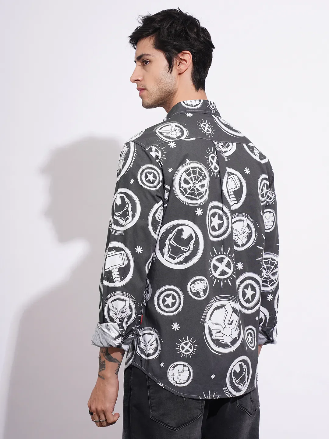 Black Slim Fit Regular Collar Men's Shirt by Being Human Clothing - Image 3
