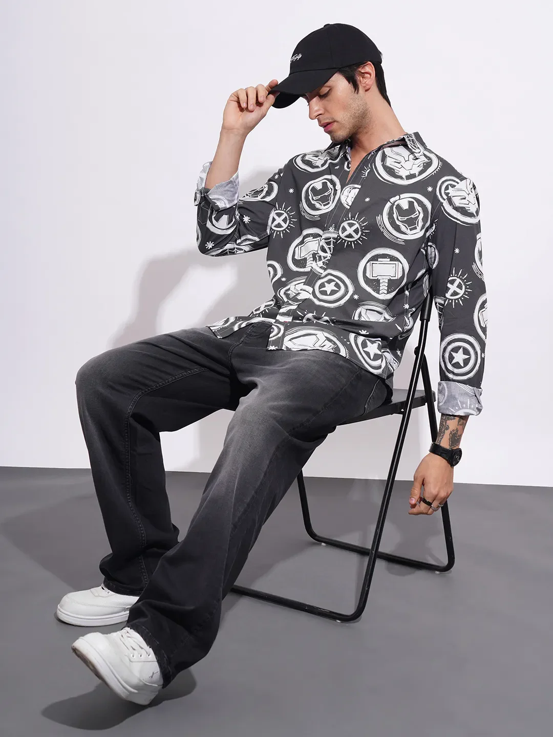 Black Slim Fit Regular Collar Men's Shirt by Being Human Clothing - Image 4