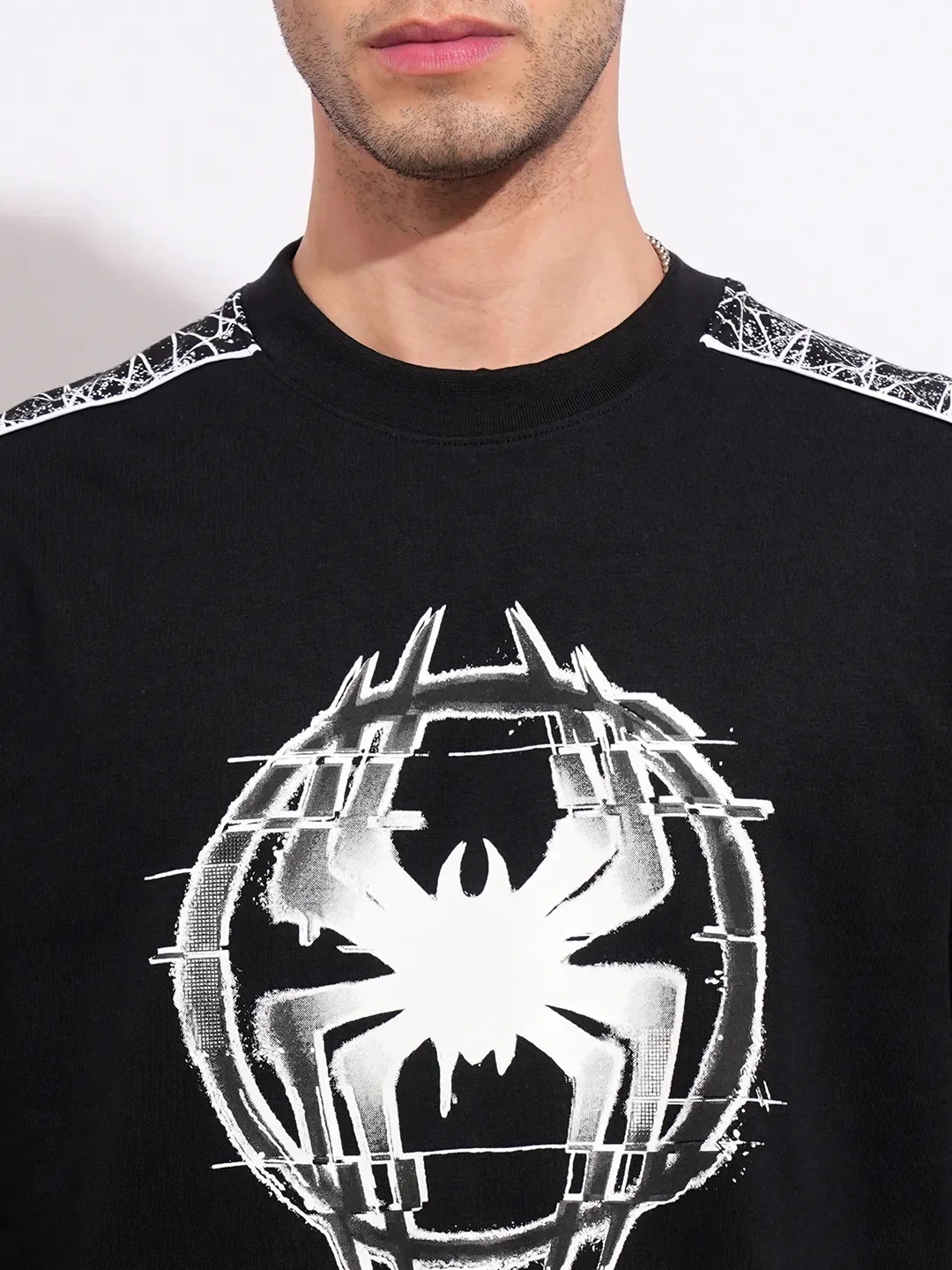 Spiderman Black Easy Fit Round Neck Men's T-Shirt by Being Human Clothing - Image 5