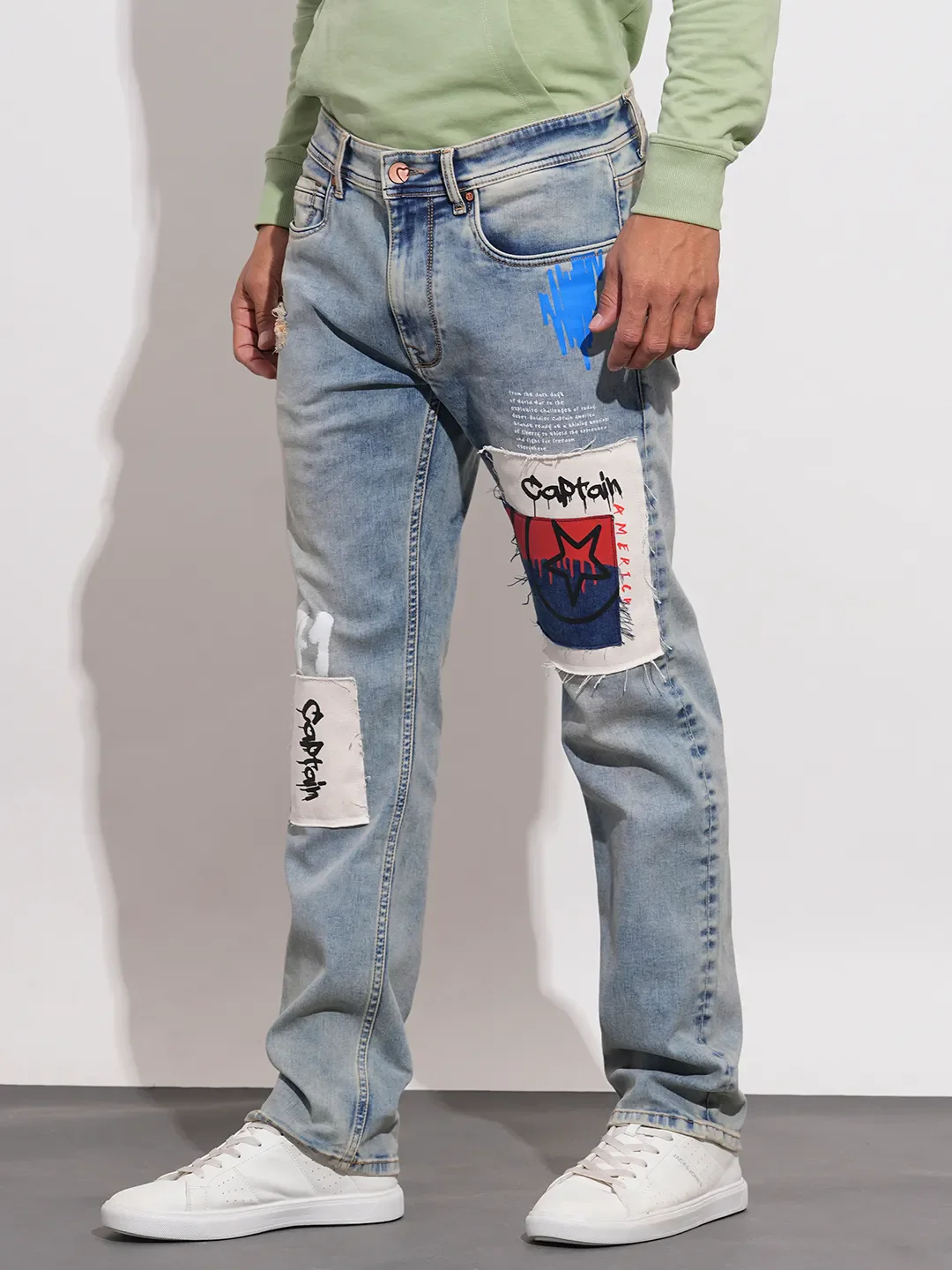 Captain America Blue Straight Fit Denims for Men by Being Human Clothing - Image 2
