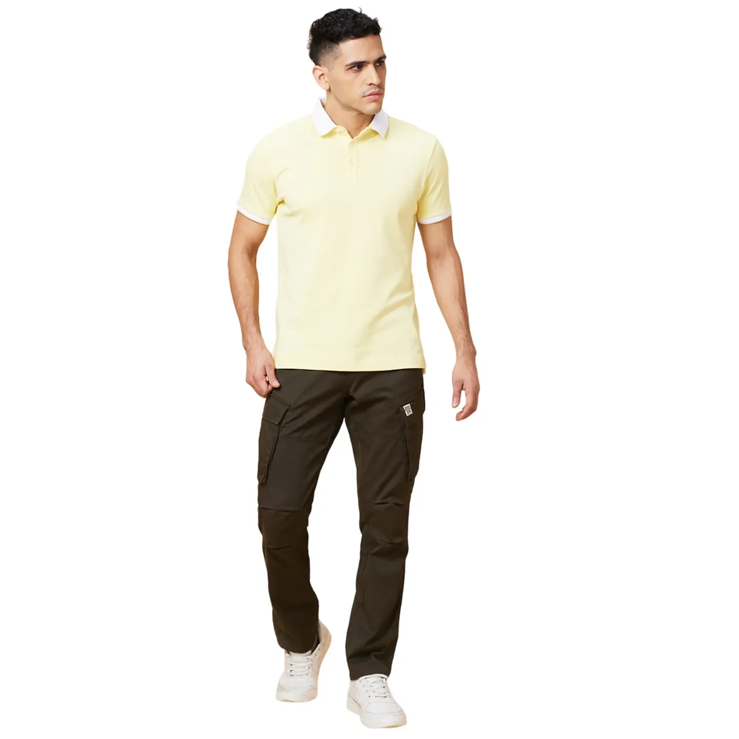 Military Green Easy Fit Cargos for Men By Being Human Clothing - Image 2