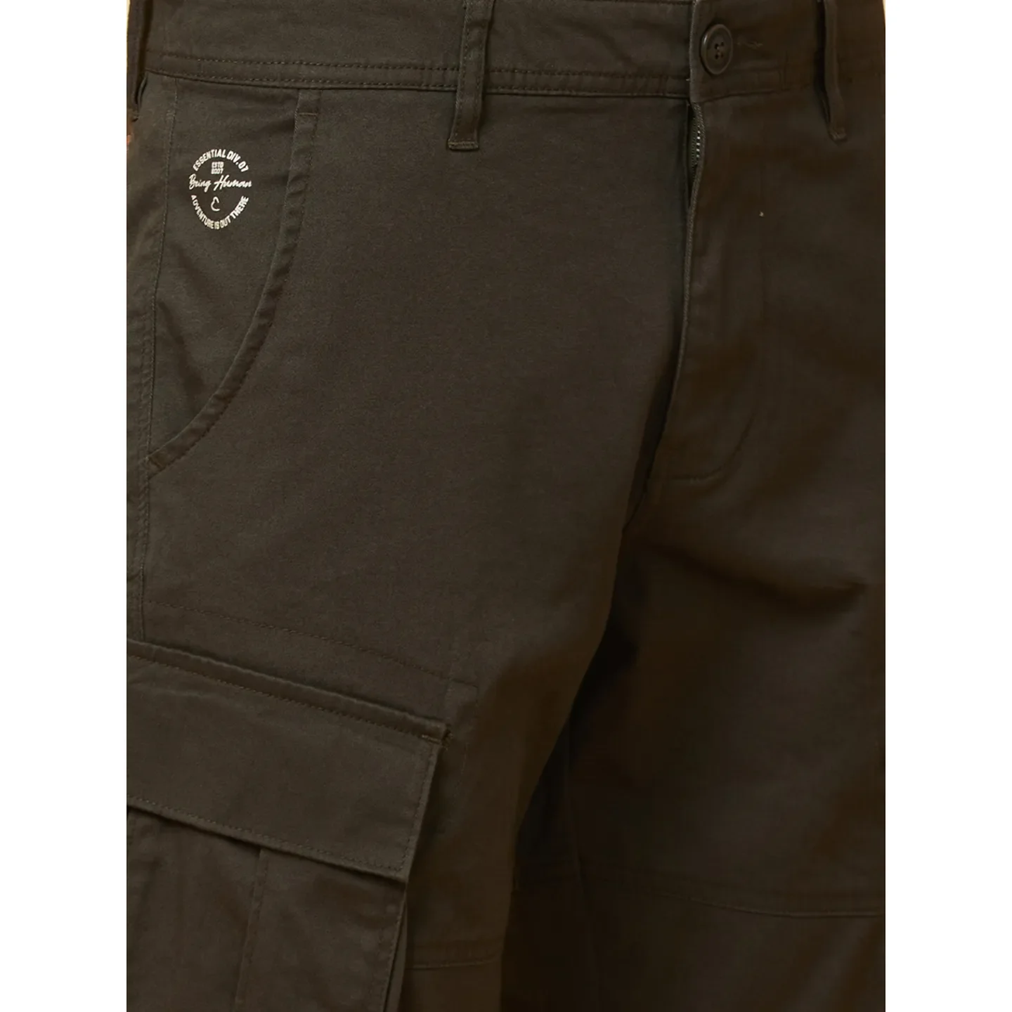 Military Green Easy Fit Cargos for Men By Being Human Clothing - Image 5