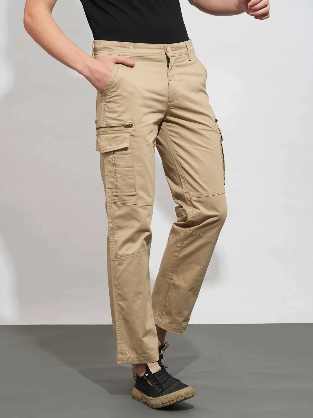Cream Easy Fit Cargos for Men By Being Human Clothing - Image 6
