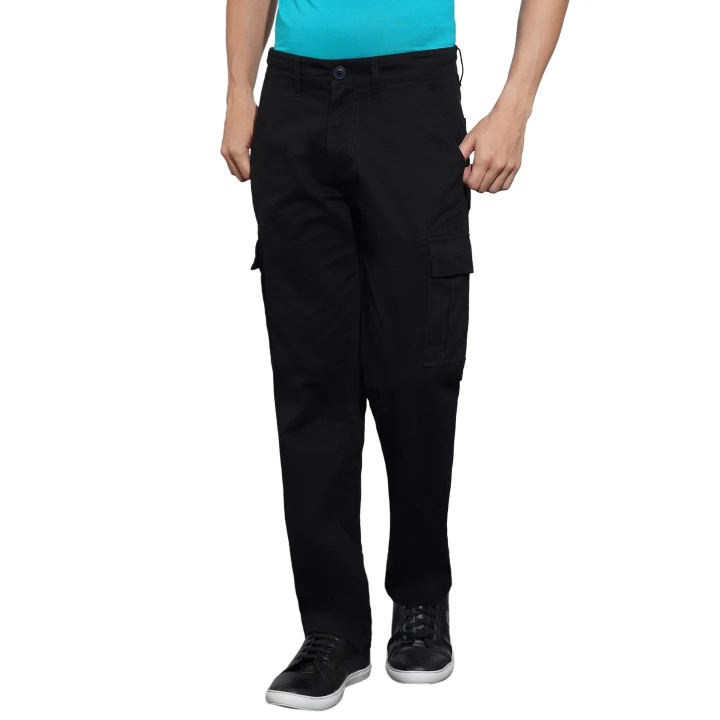 Black Slim Fit Men's Cargos by Being Human Clothing
