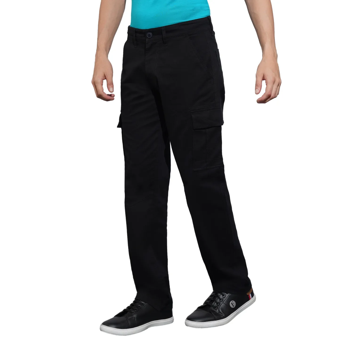 Black Slim Fit Men's Cargos by Being Human Clothing - Image 2