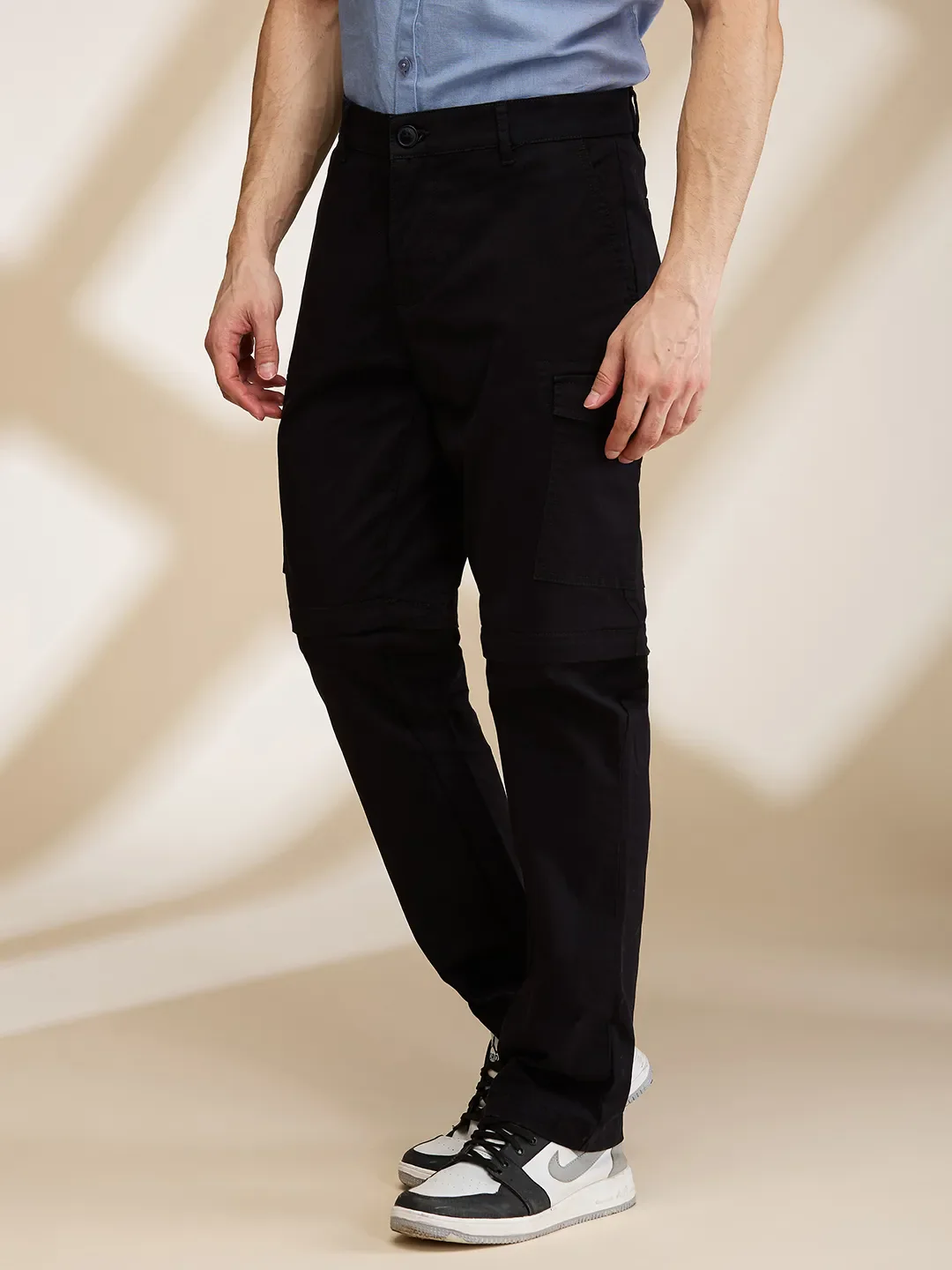 Black Easy Fit Cargos for Men By Being Human Clothing - Image 4