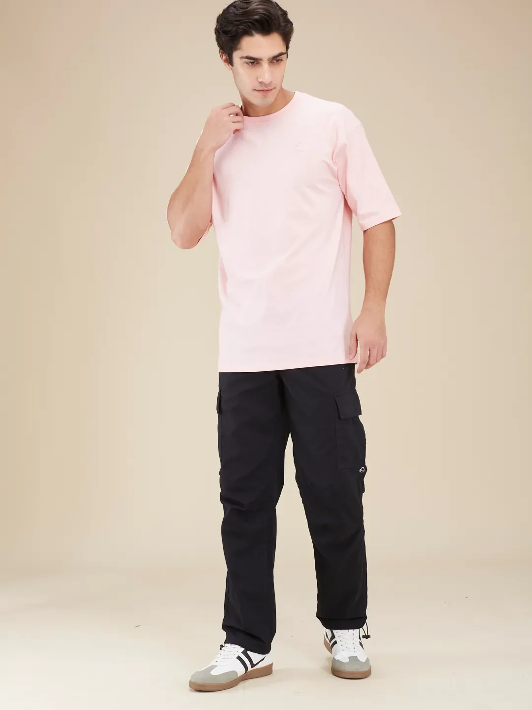 Black Loose Fit Cargos for Men By Being Human Clothing - Image 2