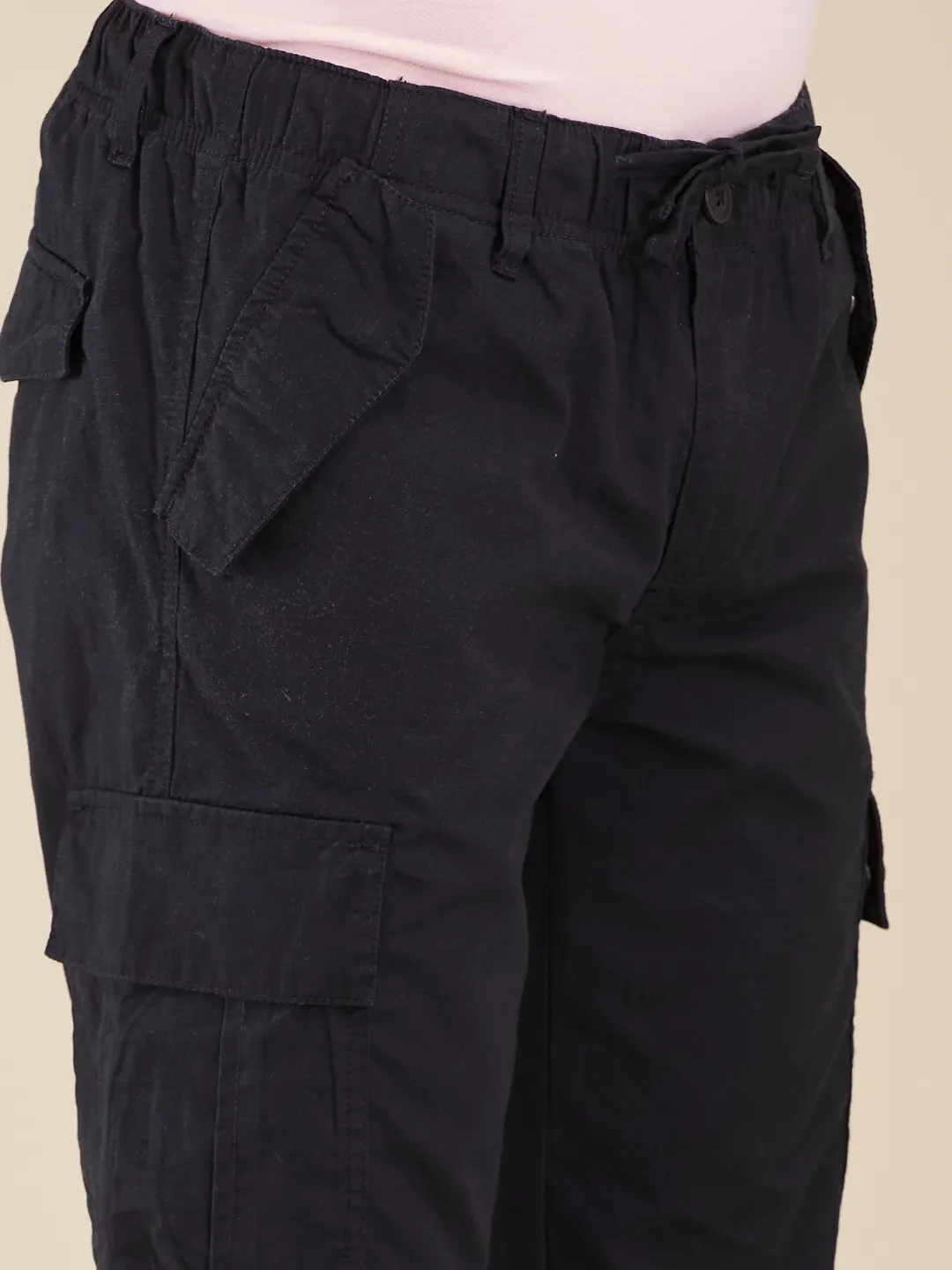 Black Loose Fit Cargos for Men By Being Human Clothing - Image 5
