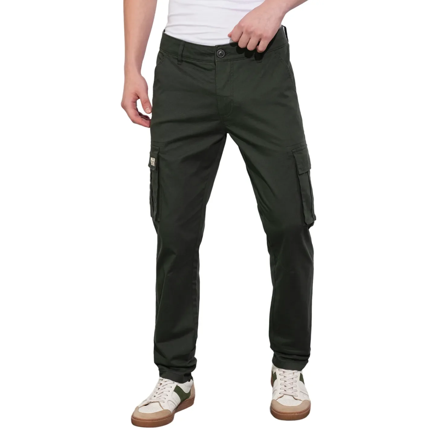 Green Slim Fit Men's Cargos by Being Human Clothing
