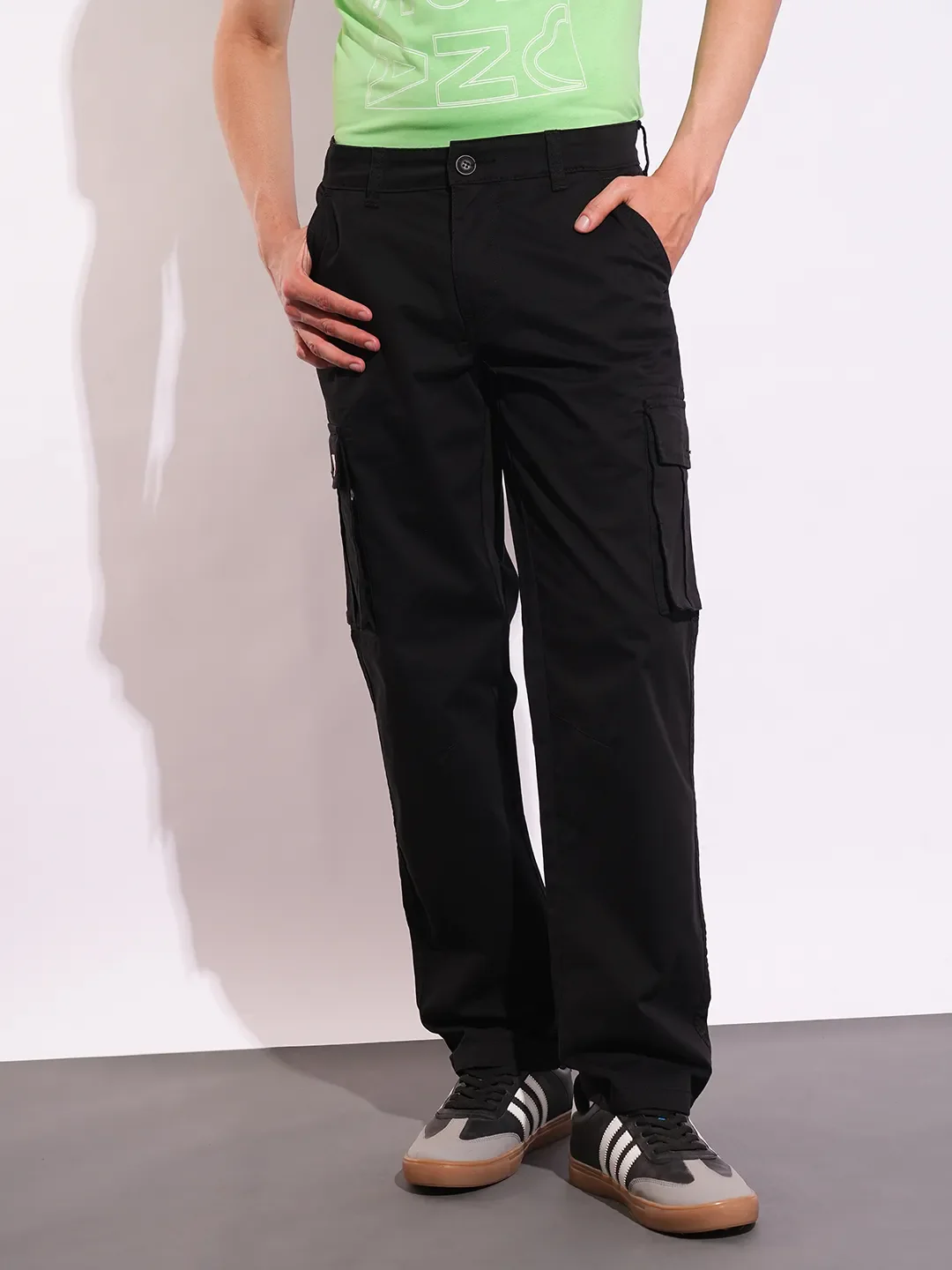 Green Slim Fit Men's Cargos by Being Human Clothing - Image 2
