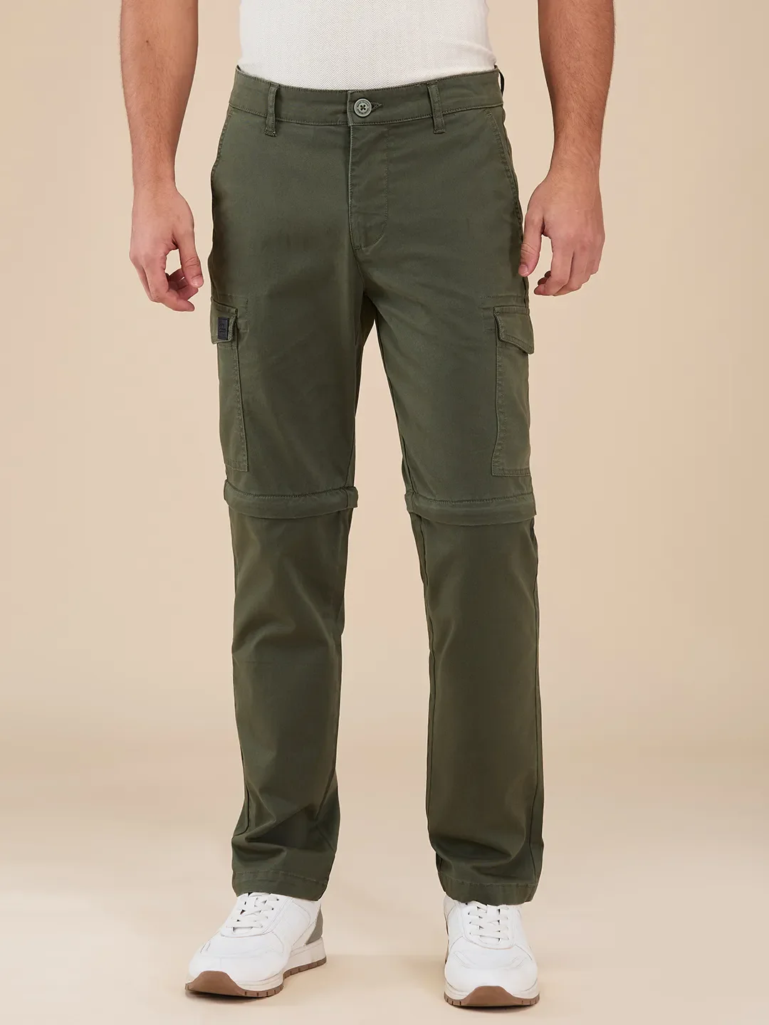 Green Slim Fit Men's Cargos by Being Human Clothing - Image 4