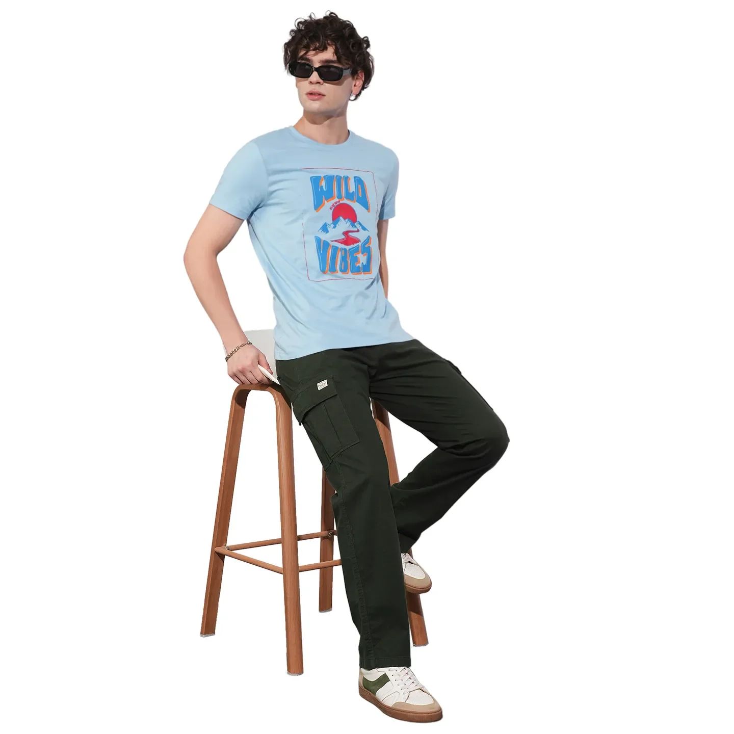 Green Slim Fit Men's Cargos by Being Human Clothing - Image 4