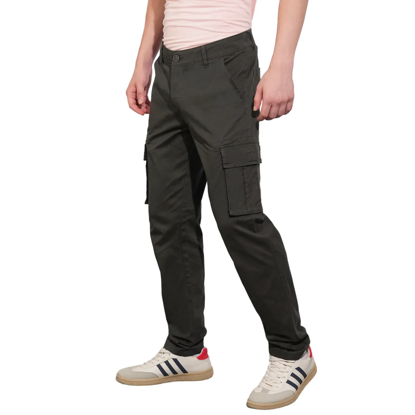 Grey Slim Fit Men's Cargos by Being Human Clothing - Image 2