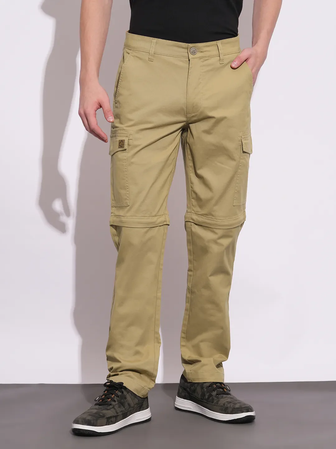 Khaki Easy Fit Cargos for Men By Being Human Clothing