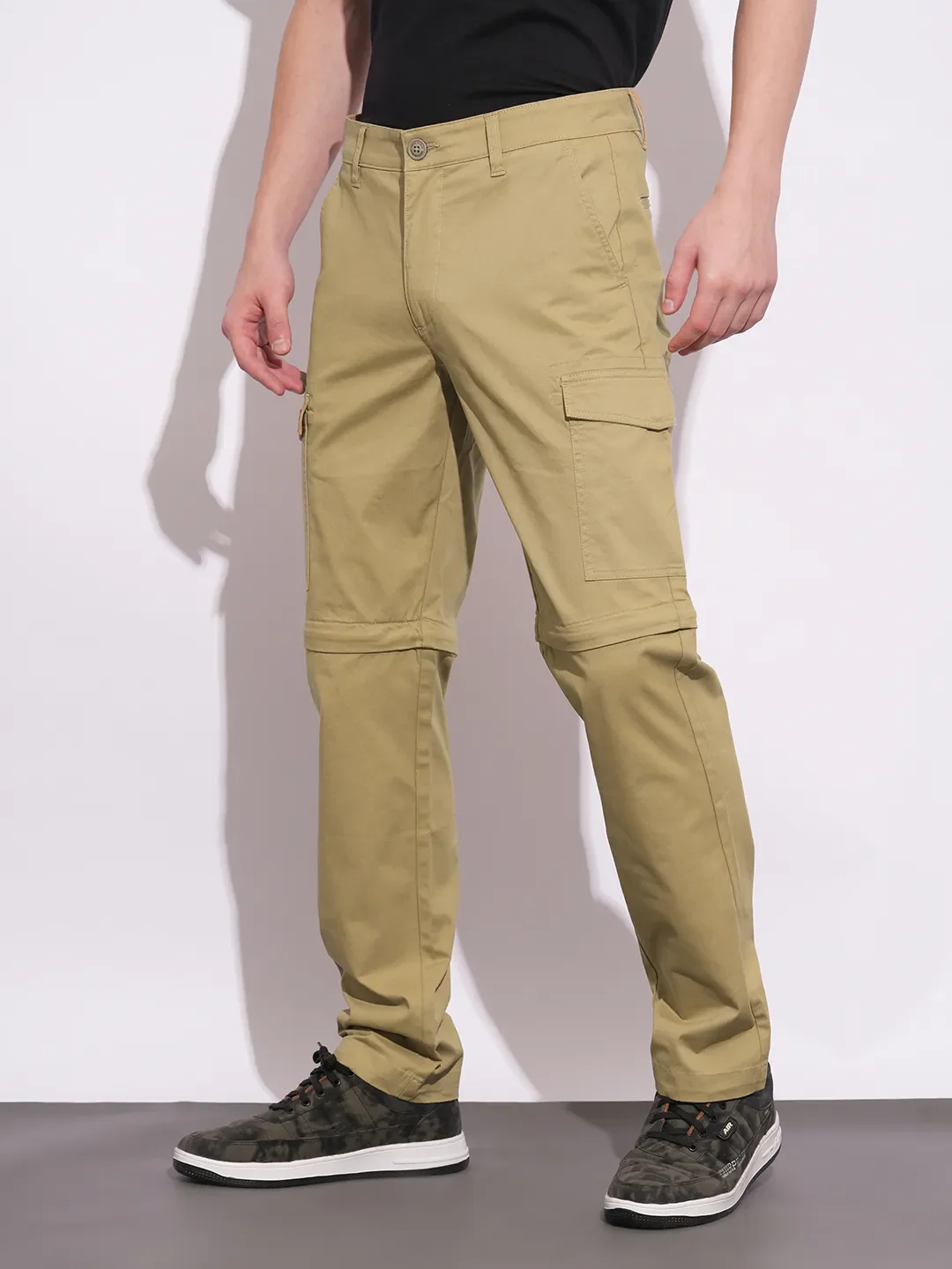 Khaki Easy Fit Cargos for Men By Being Human Clothing - Image 2