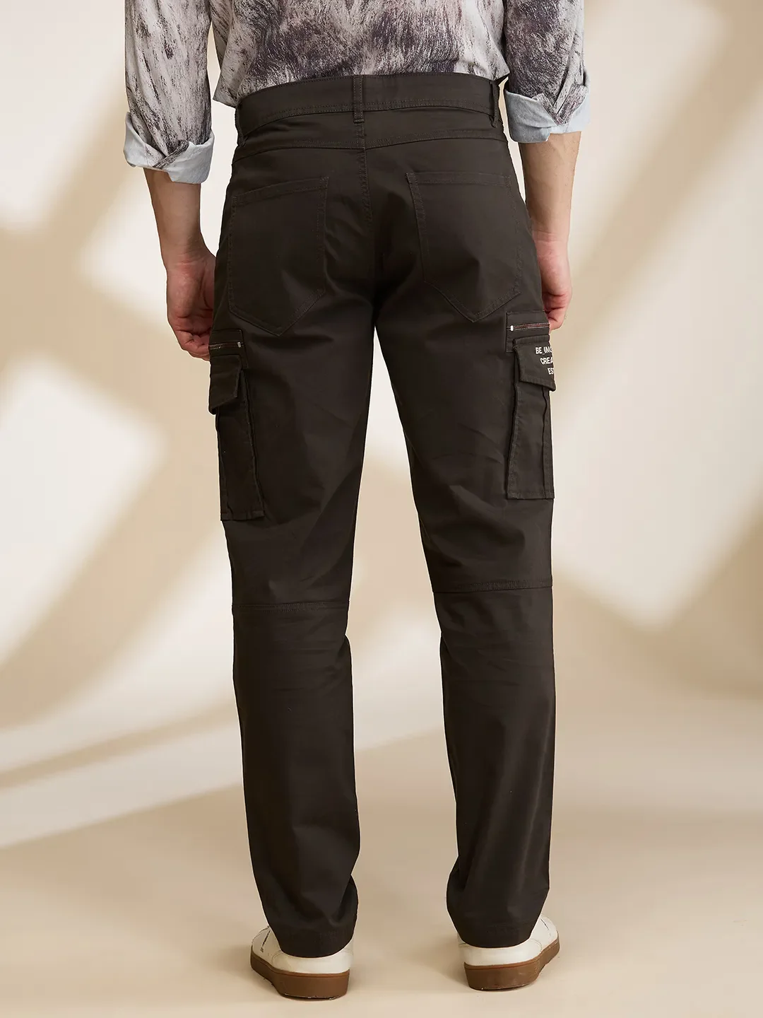 Green Easy Fit Cargos for Men By Being Human Clothing - Image 3