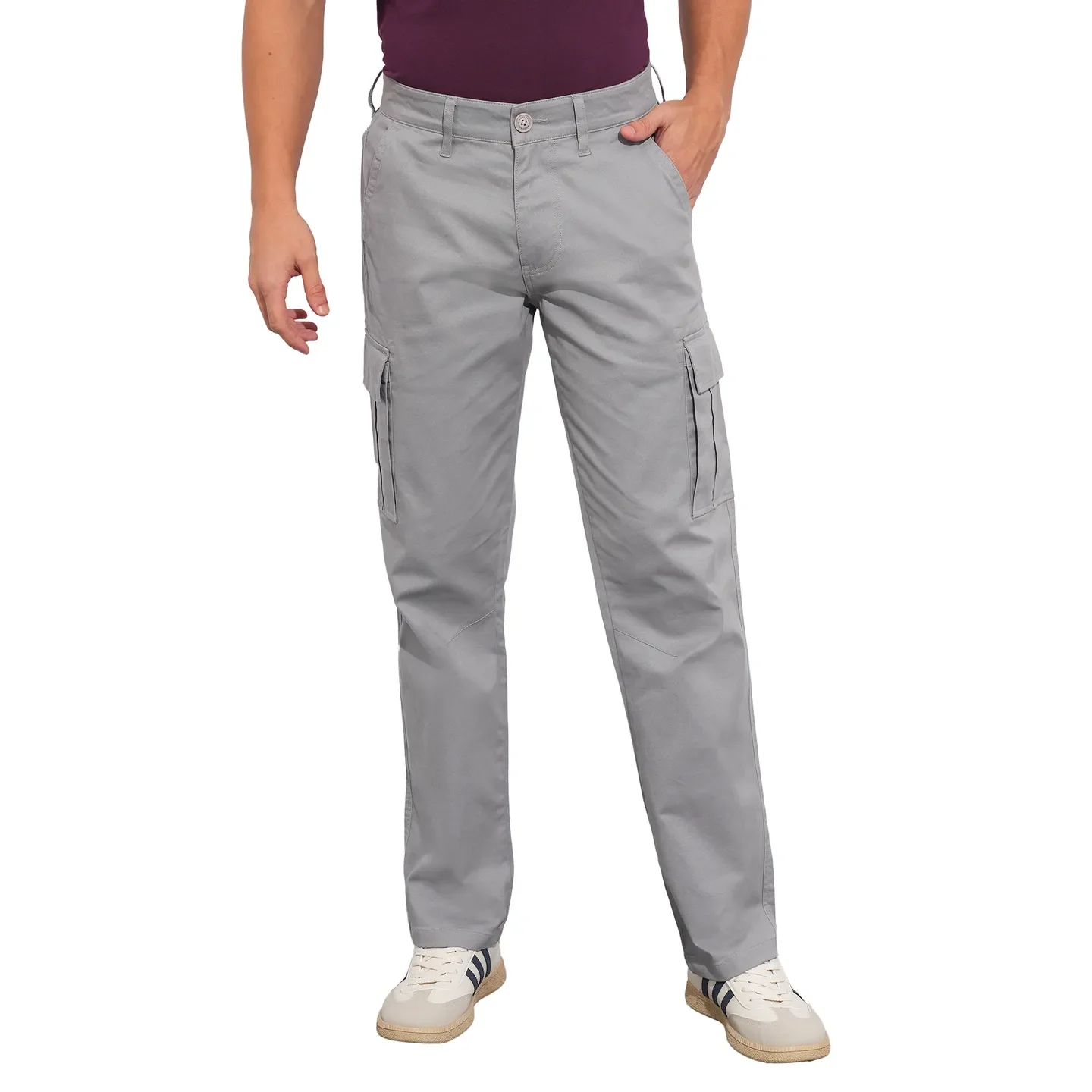 Grey Slim Fit Men's Cargos by Being Human Clothing