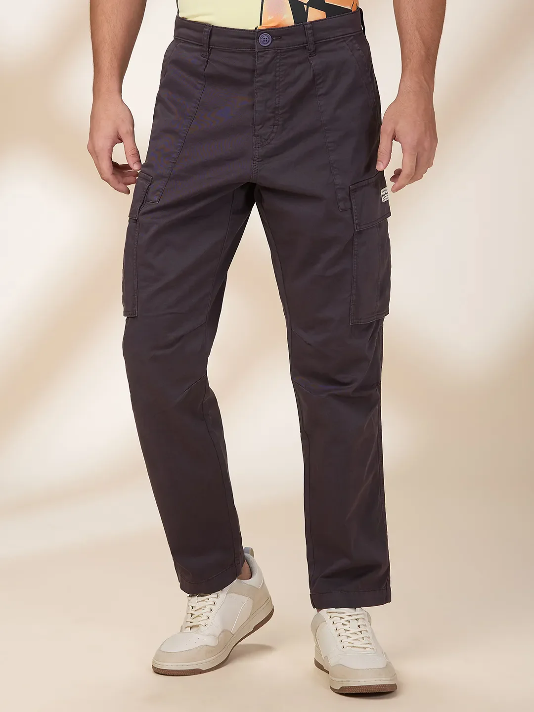 Grey Slim Fit Cargos for Men By Being Human Clothing - Image 4