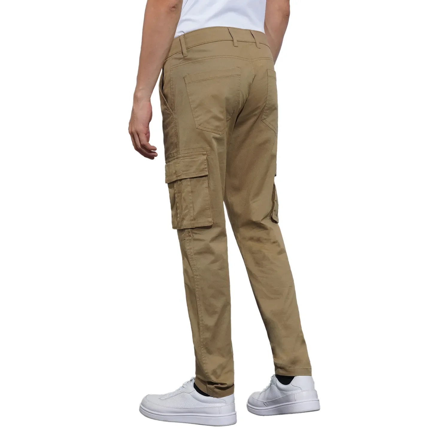 Khaki Slim Fit Men's Cargos by Being Human Clothing - Image 3