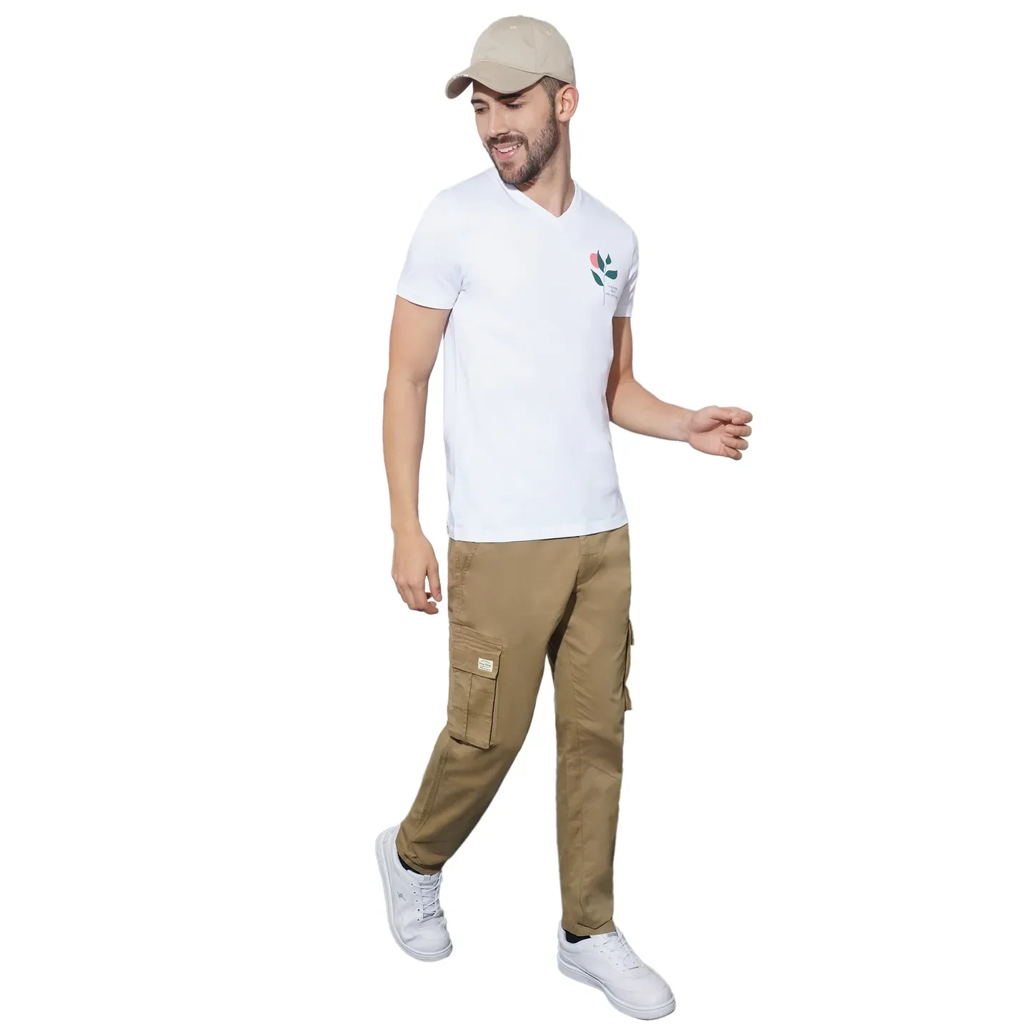 Khaki Slim Fit Men's Cargos by Being Human Clothing - Image 4