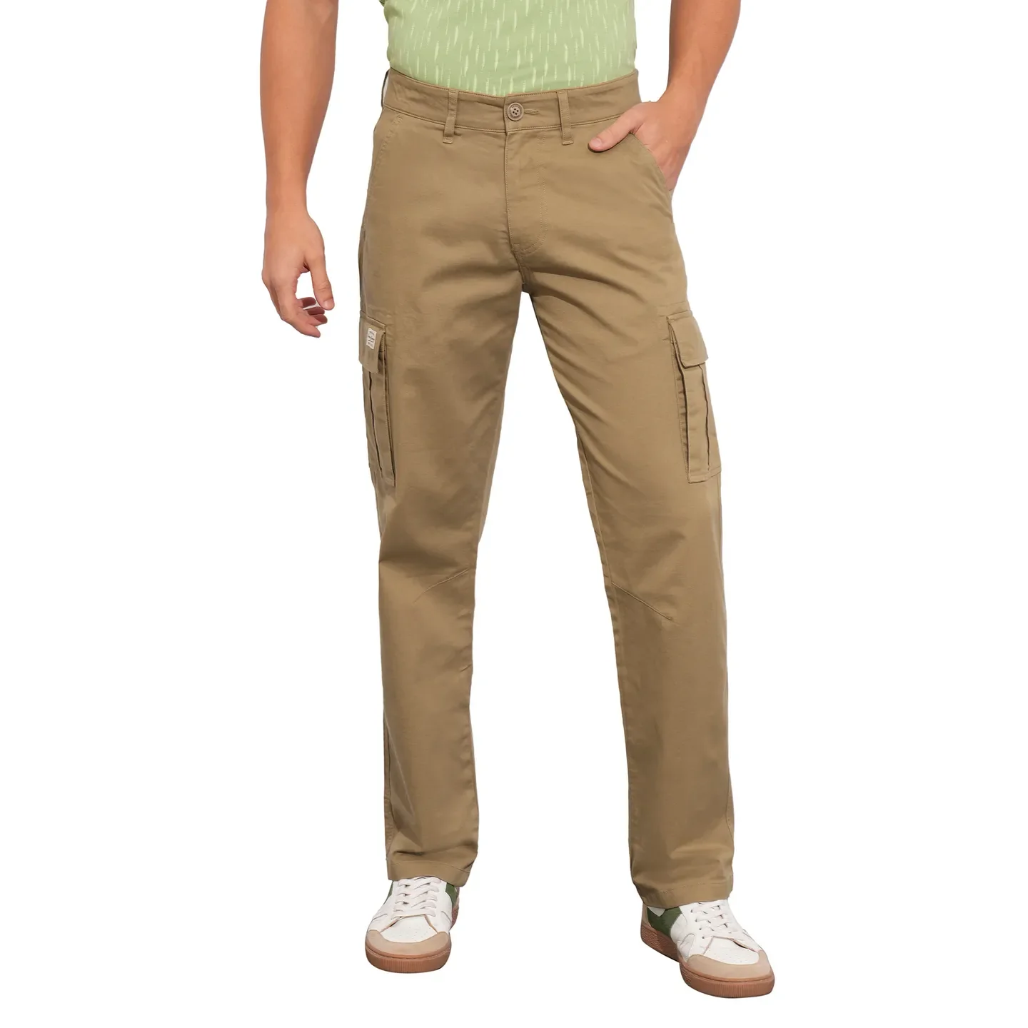 Khaki Slim Fit Men's Cargos by Being Human Clothing