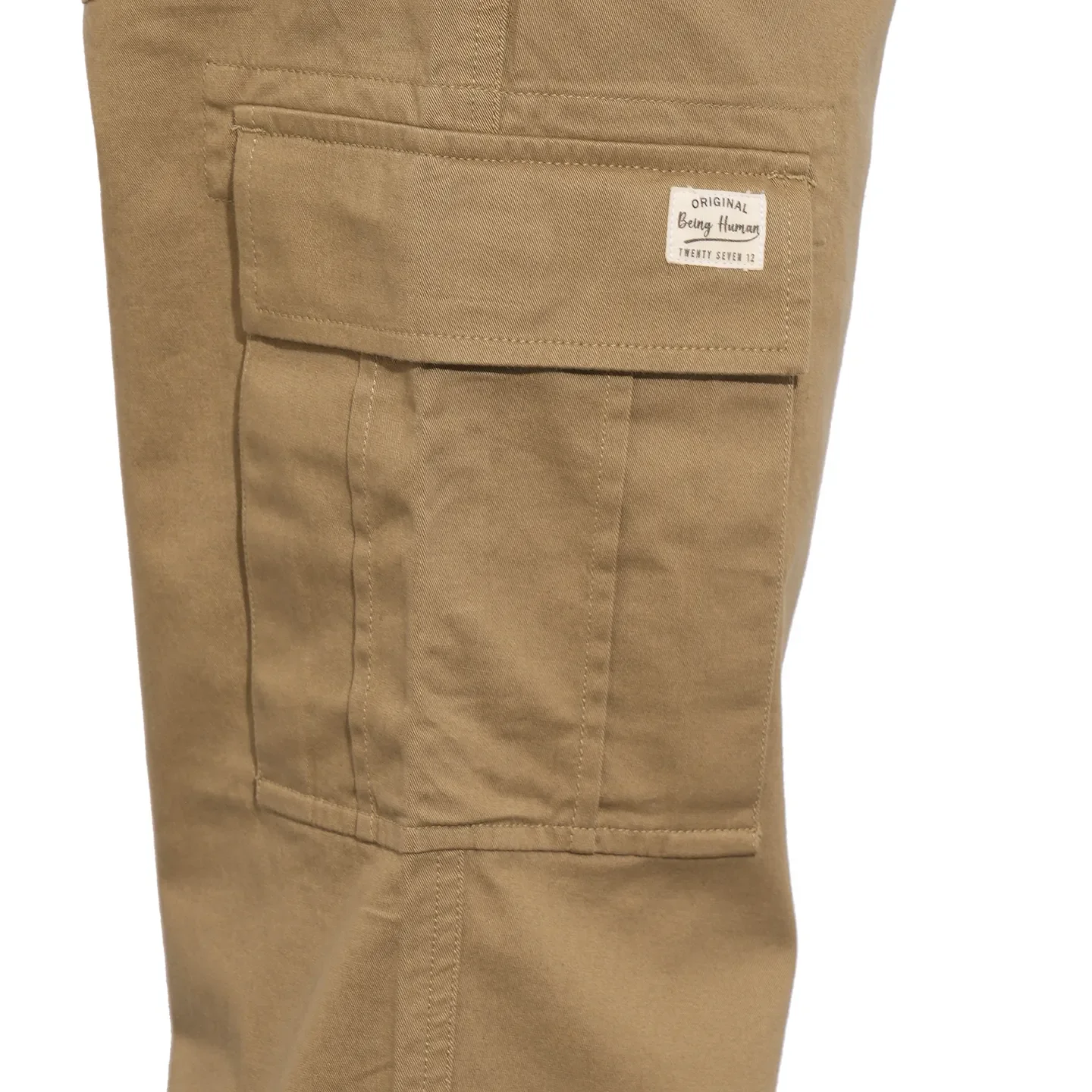 Khaki Slim Fit Men's Cargos by Being Human Clothing - Image 6