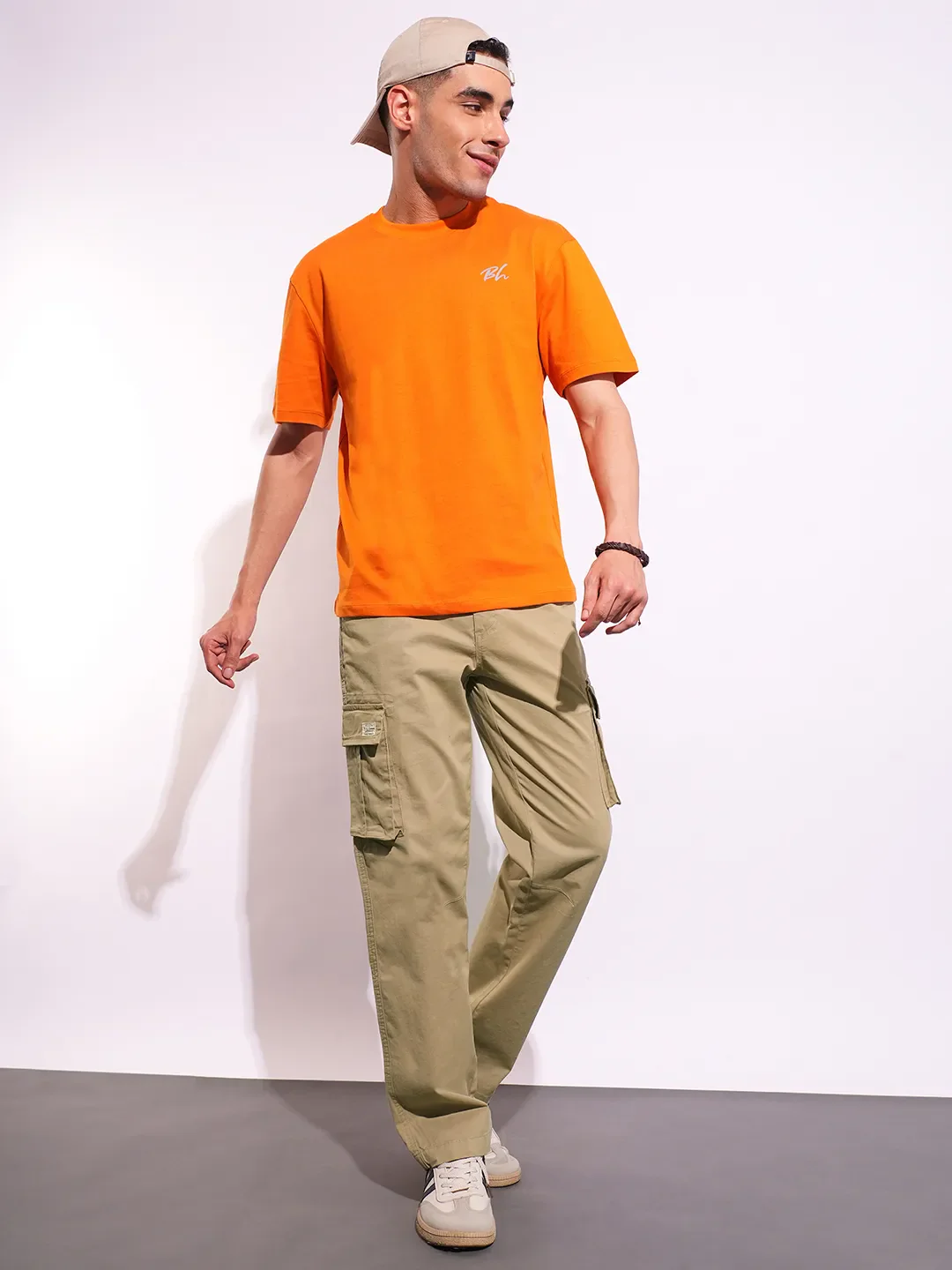 Khaki Slim Fit Men's Cargos by Being Human Clothing - Image 4