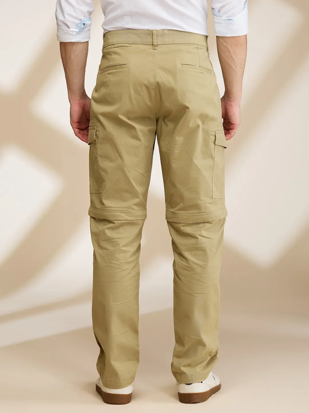 Khaki Easy Fit Cargos for Men By Being Human Clothing - Image 3