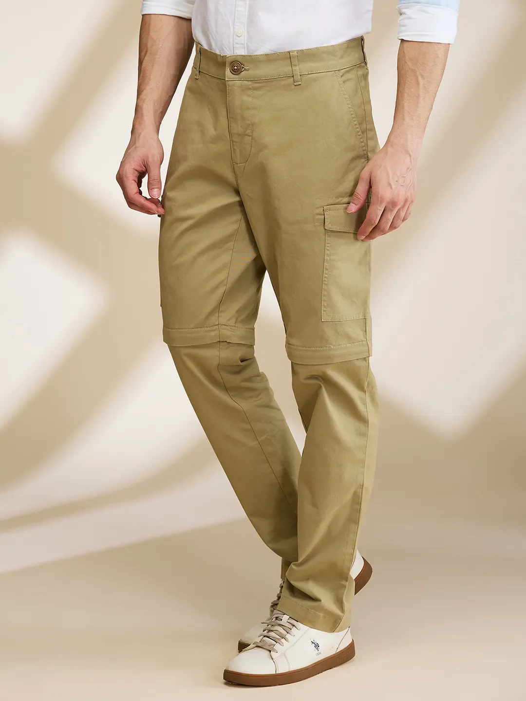 Khaki Easy Fit Cargos for Men By Being Human Clothing - Image 4