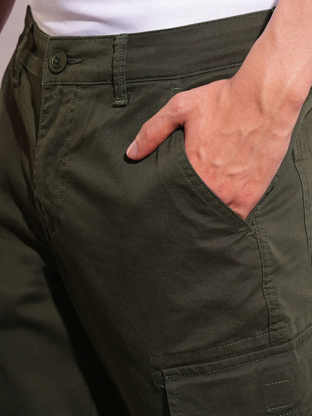 Grey Slim Fit Men's Cargos by Being Human Clothing - Image 5