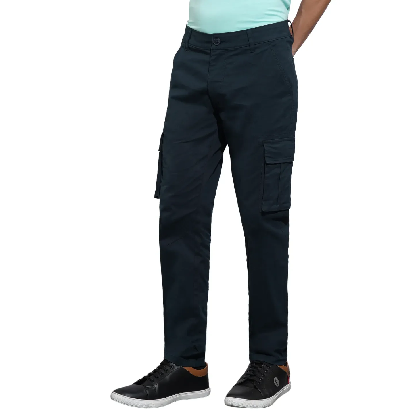 Blue Slim Fit Men's Cargos by Being Human Clothing - Image 2