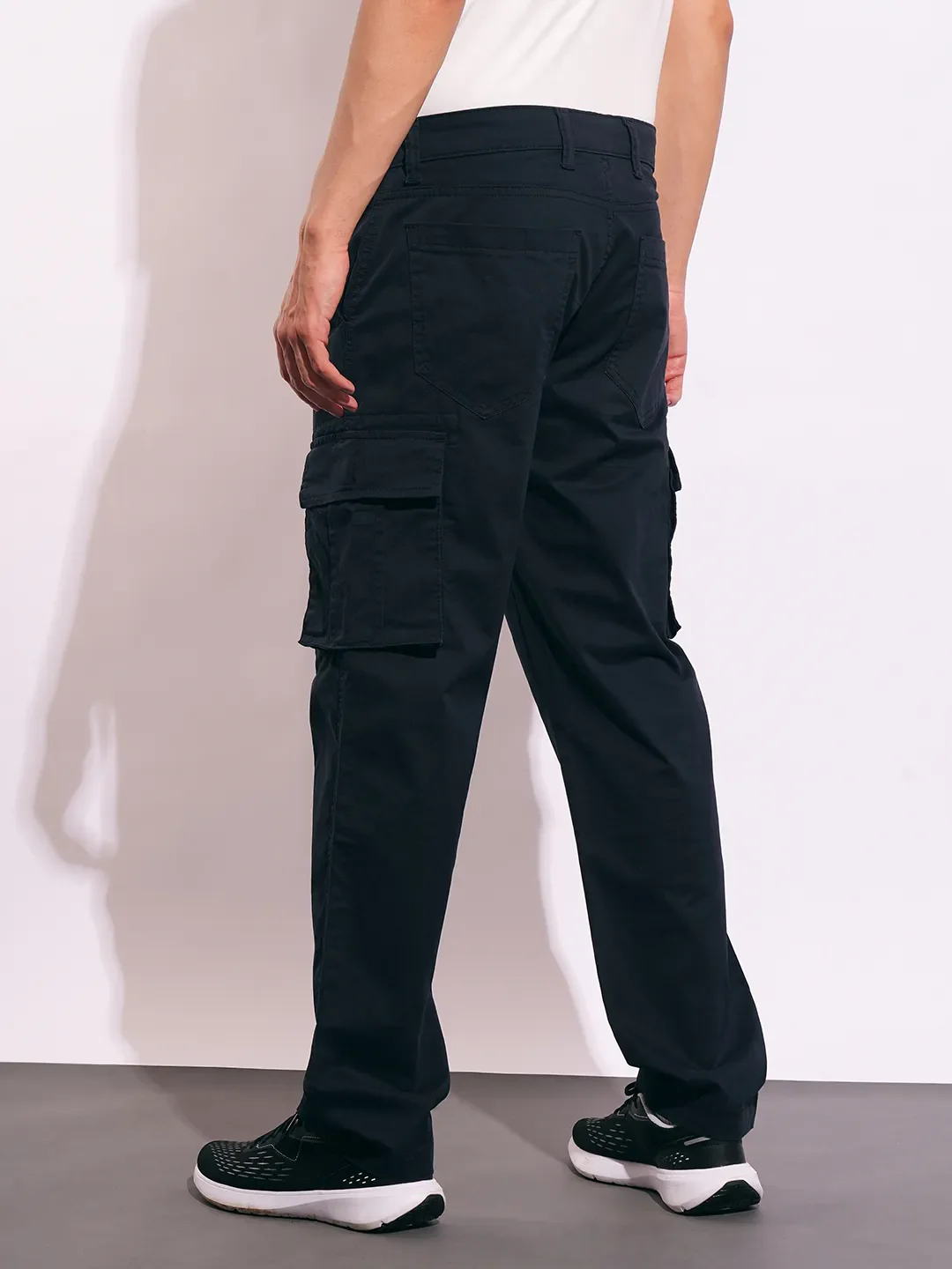 Blue Slim Fit Men's Cargos by Being Human Clothing - Image 3
