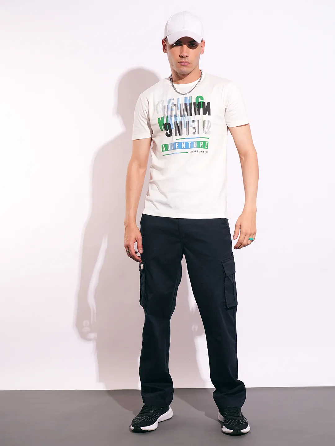 Blue Slim Fit Men's Cargos by Being Human Clothing - Image 4