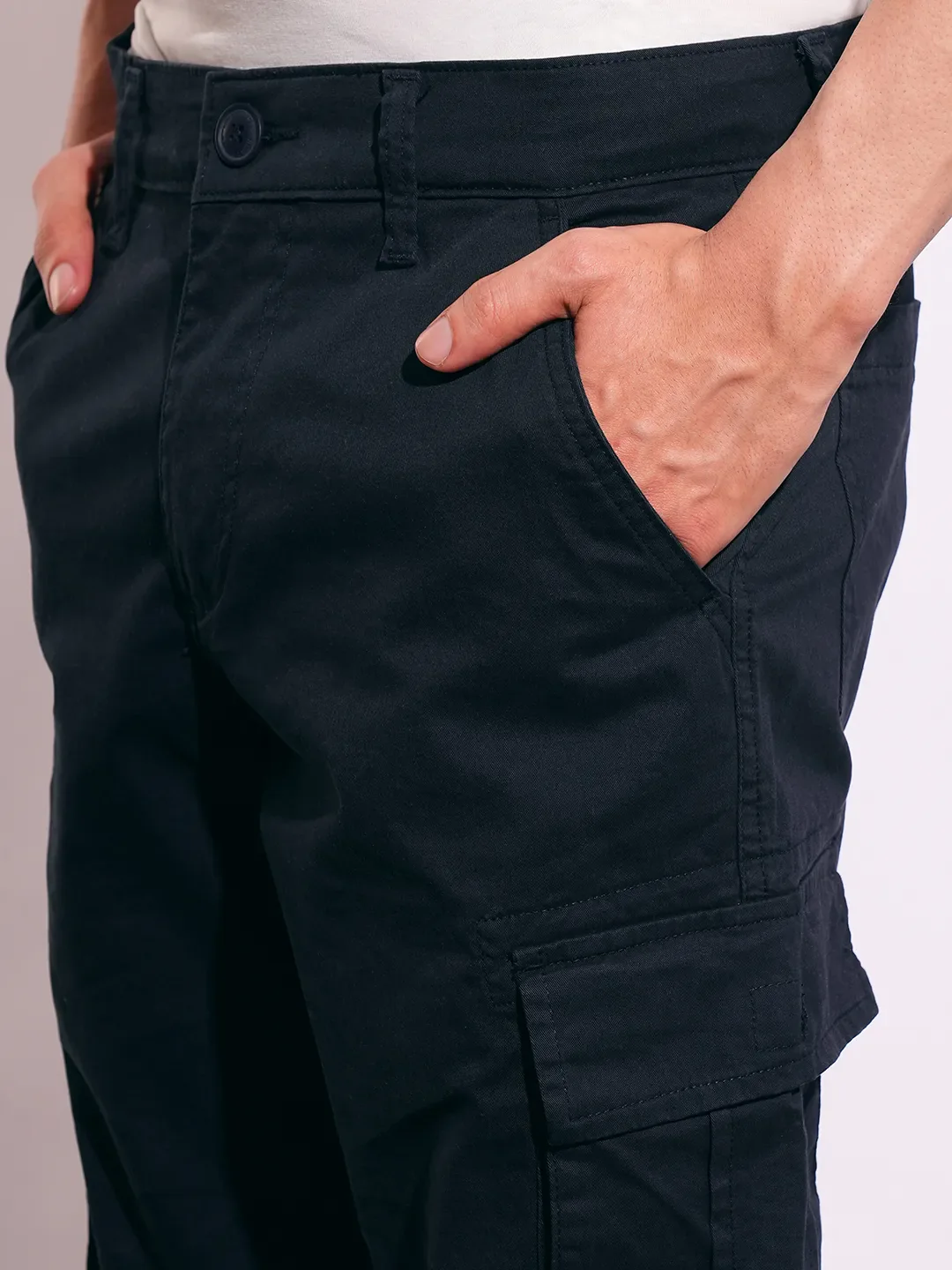 Blue Slim Fit Men's Cargos by Being Human Clothing - Image 5
