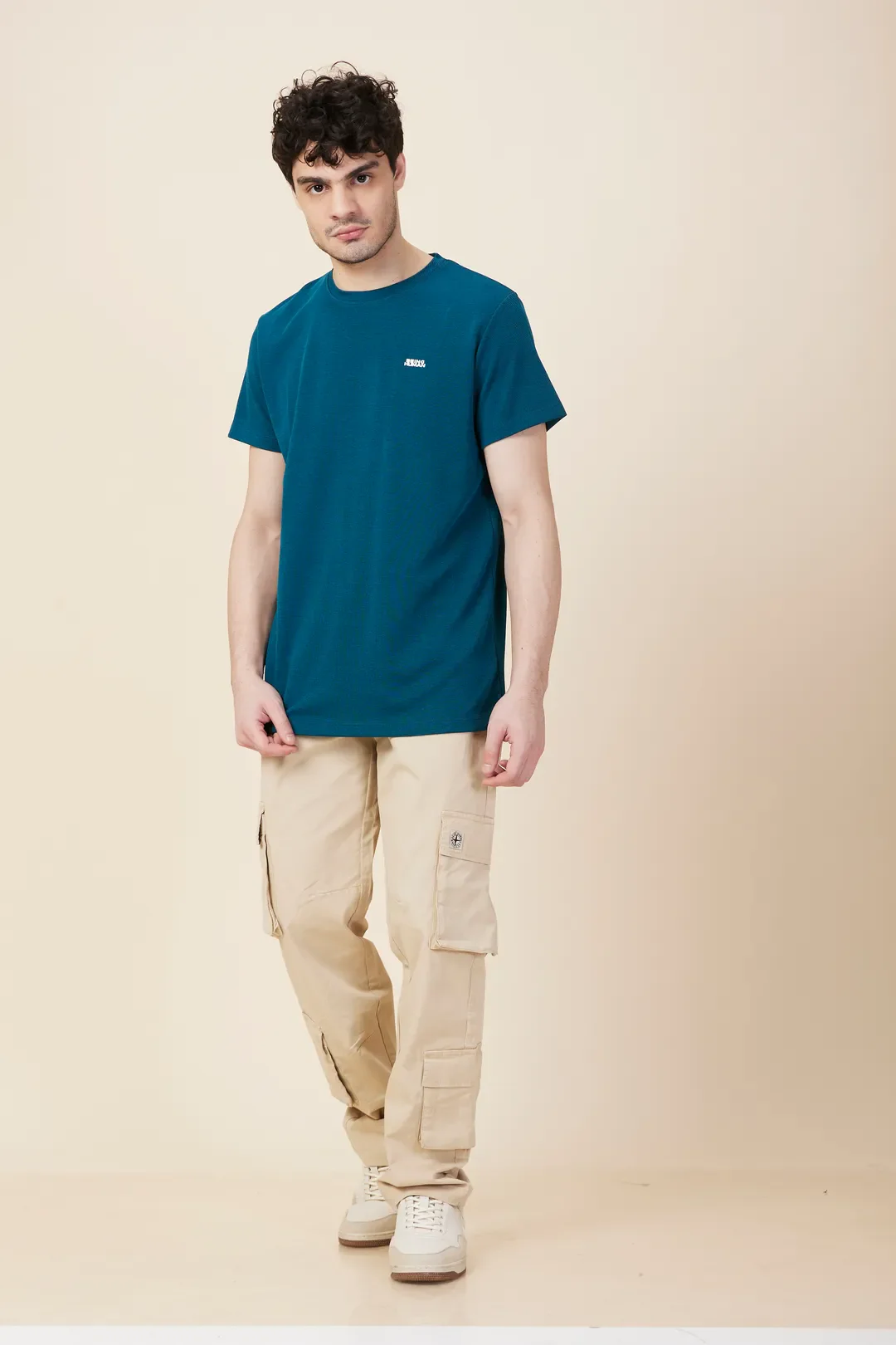 Oat Milk Loose Fit Cargos for Men By Being Human Clothing - Image 3