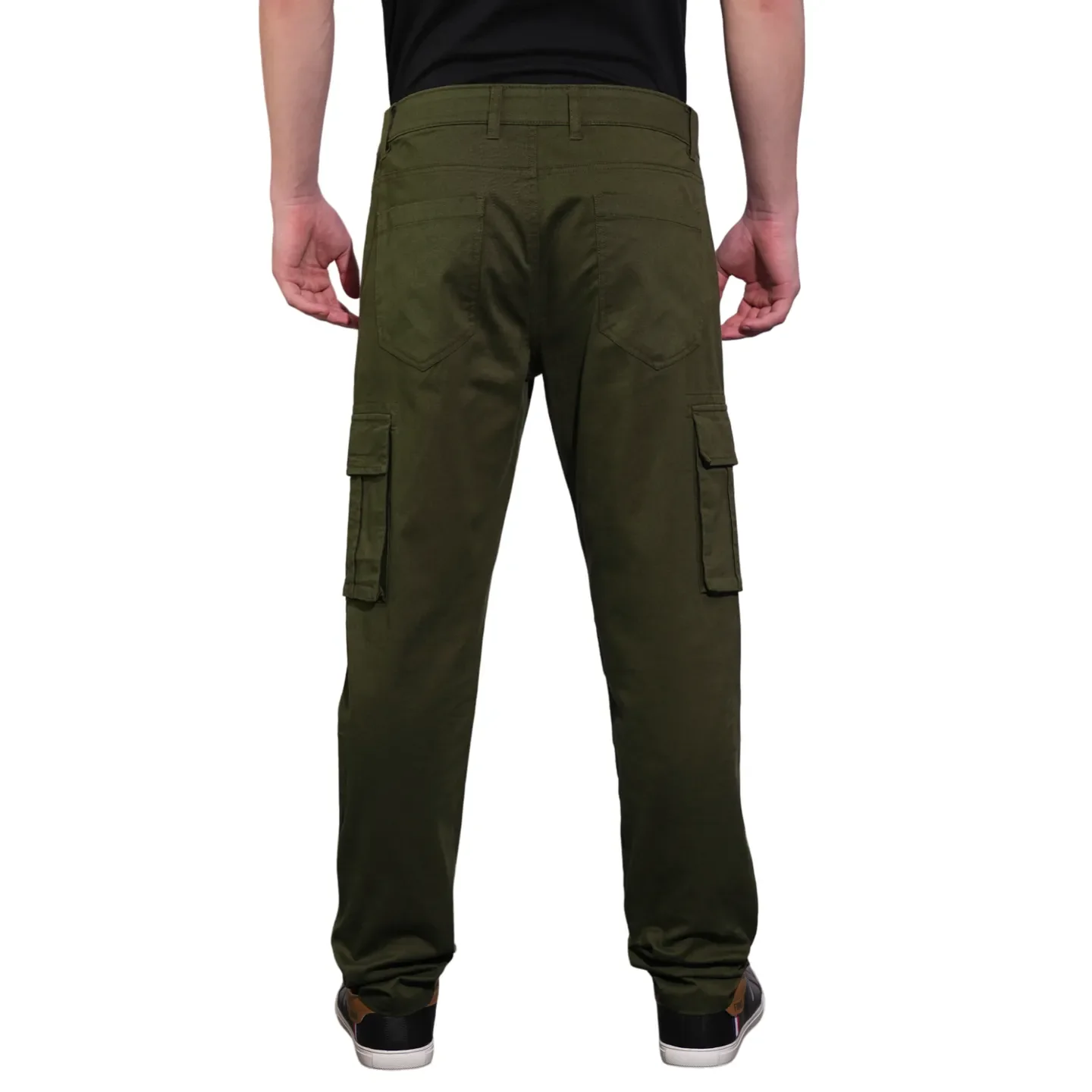 Olive Slim Fit Cargos for Men By Being Human Clothing - Image 3